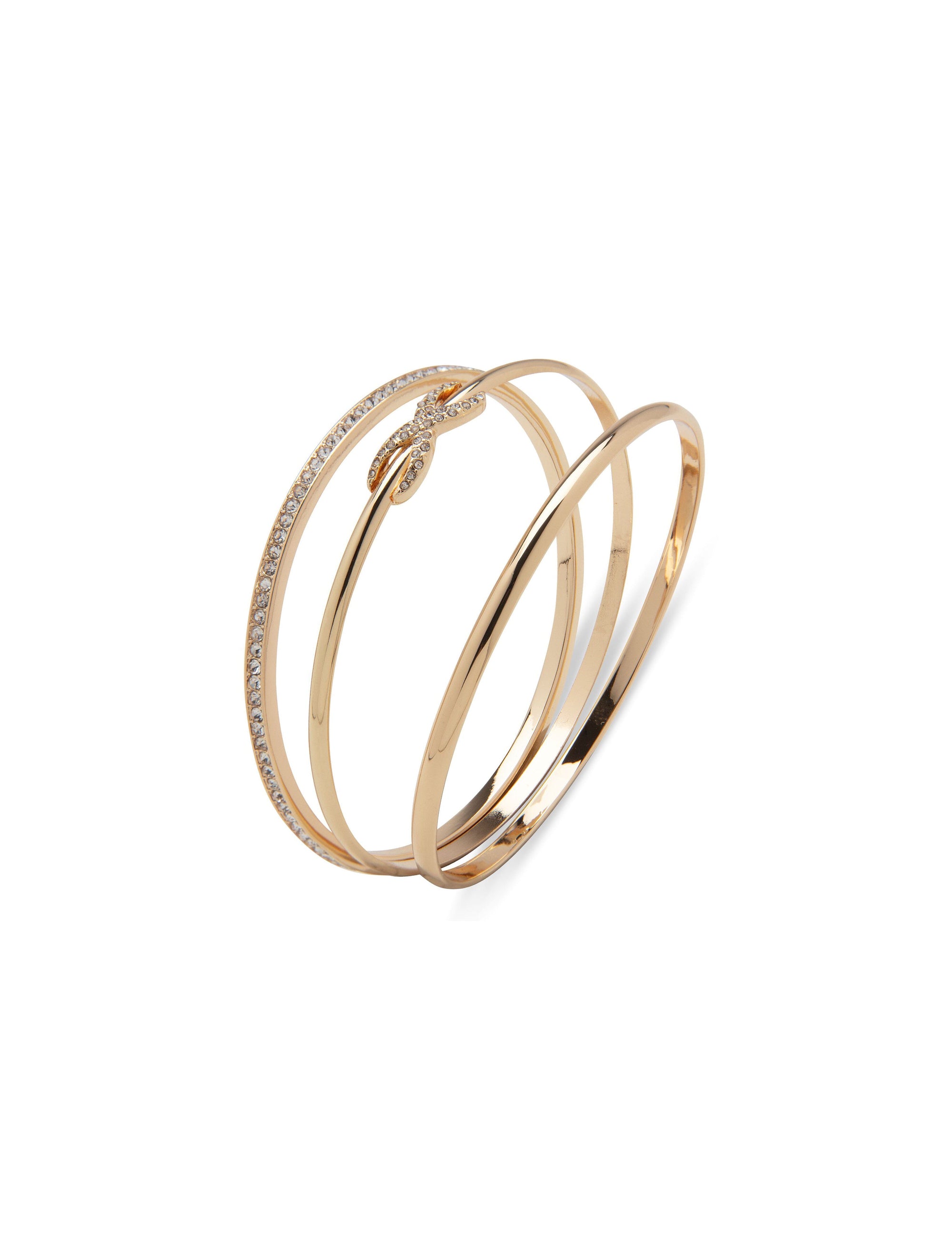 Anne Klein Gold Tone Infinity Knot Bangle Set in Gift Box