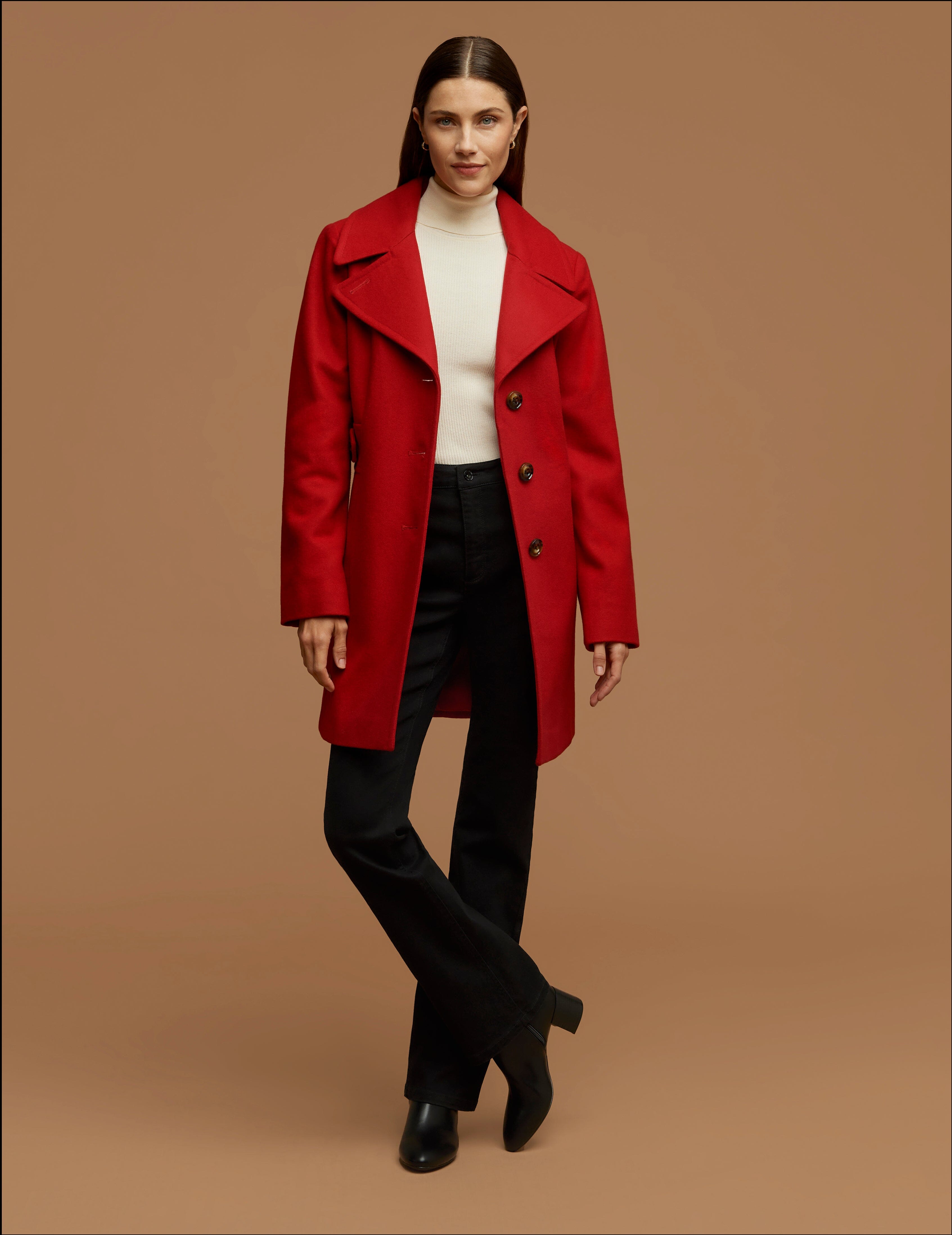 Anne klein red wool coat on sale