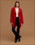 Anne Klein Lychee Red Wool Coat With Buttons