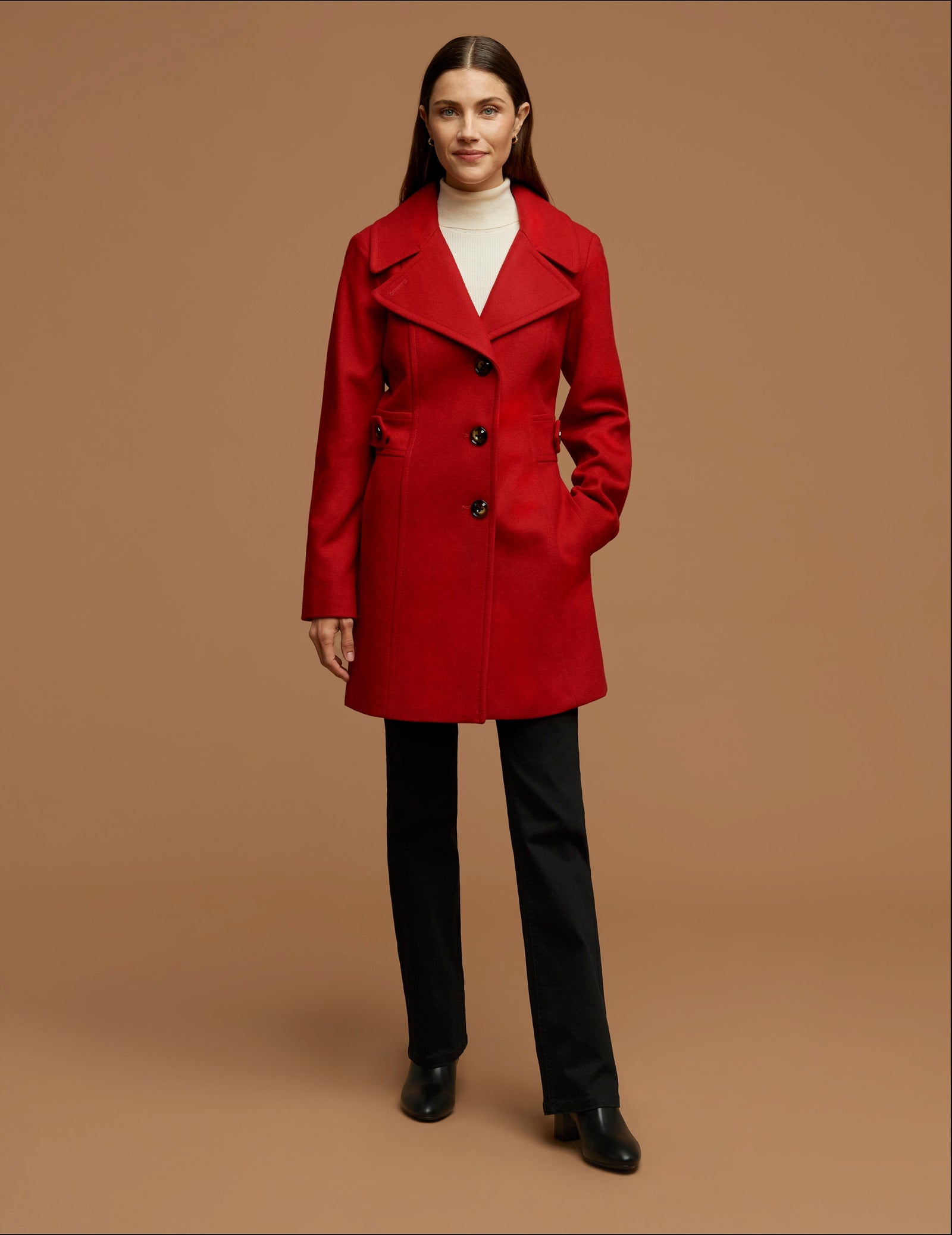 Anne klein double hot sale breasted peacoat red