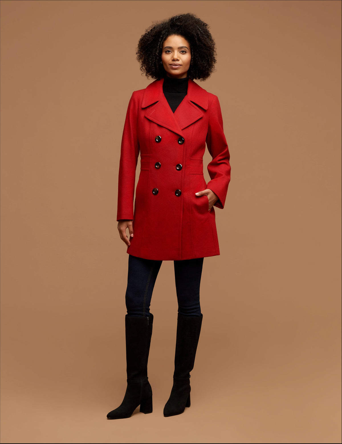 Anne Klein  Double Breasted Wool Coat