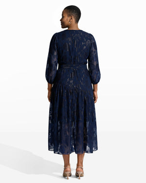 Anne Klein Distant Mountain Long Sleeve Sheer Floral Wrap Dress