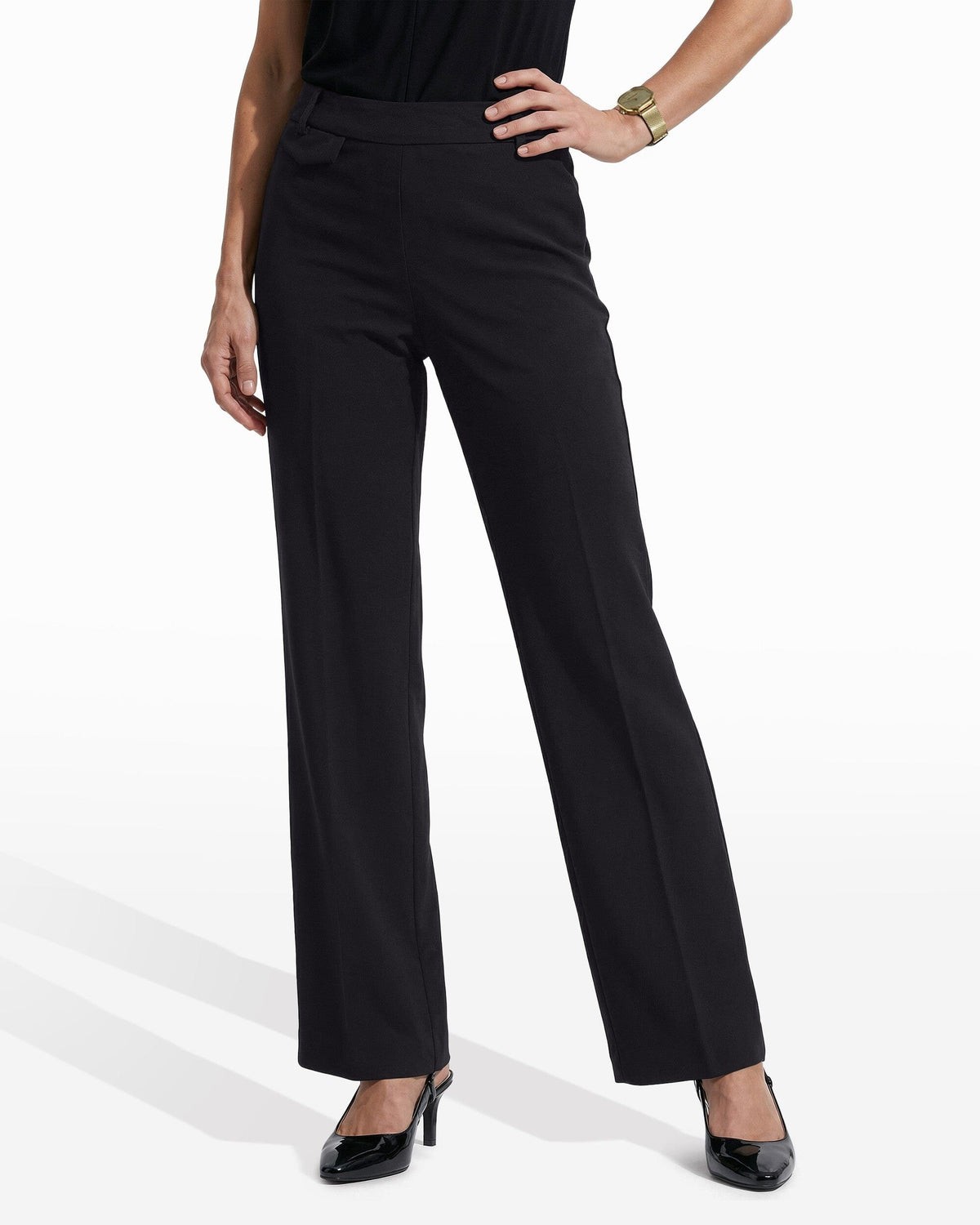 Anne Klein Anne Black Wide Leg Pull on Pant