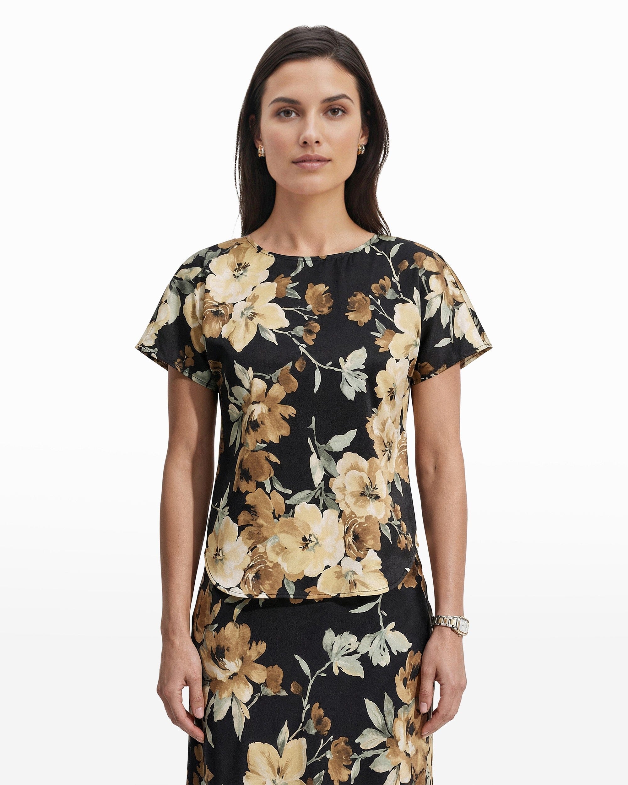 Anne Klein Bateau Neck Short Sleeve Blouse