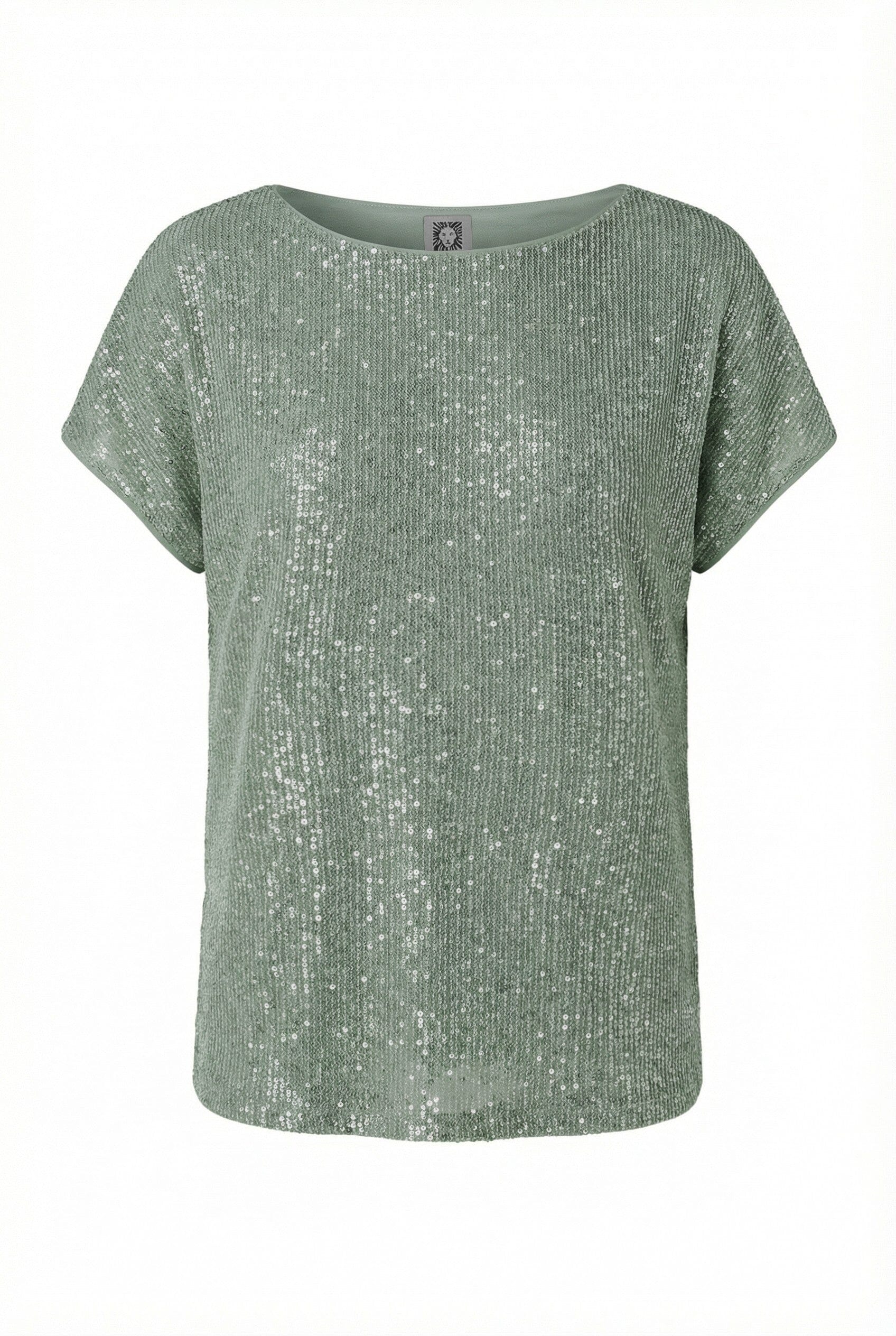 Anne Klein Sequin Bateau Neck Tee with Side Slits