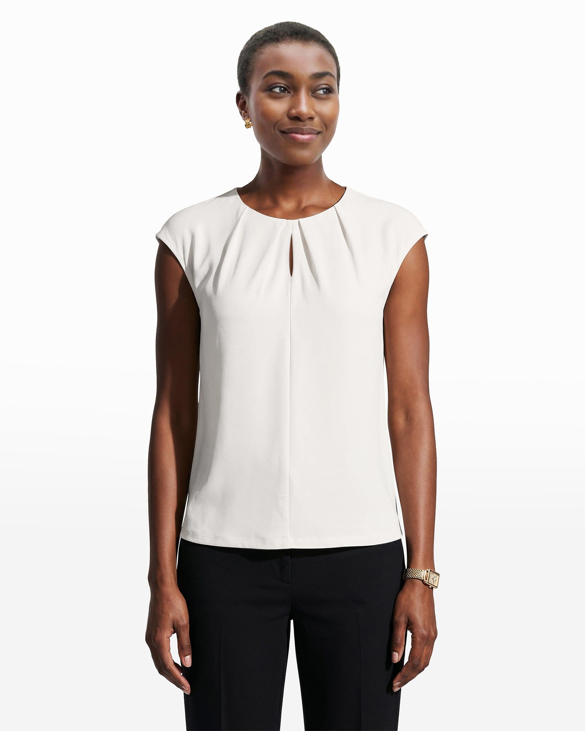 Anne Klein Pleated Front Top