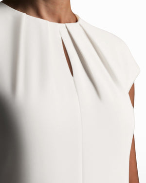 Anne Klein White Dove Pleated Front Top