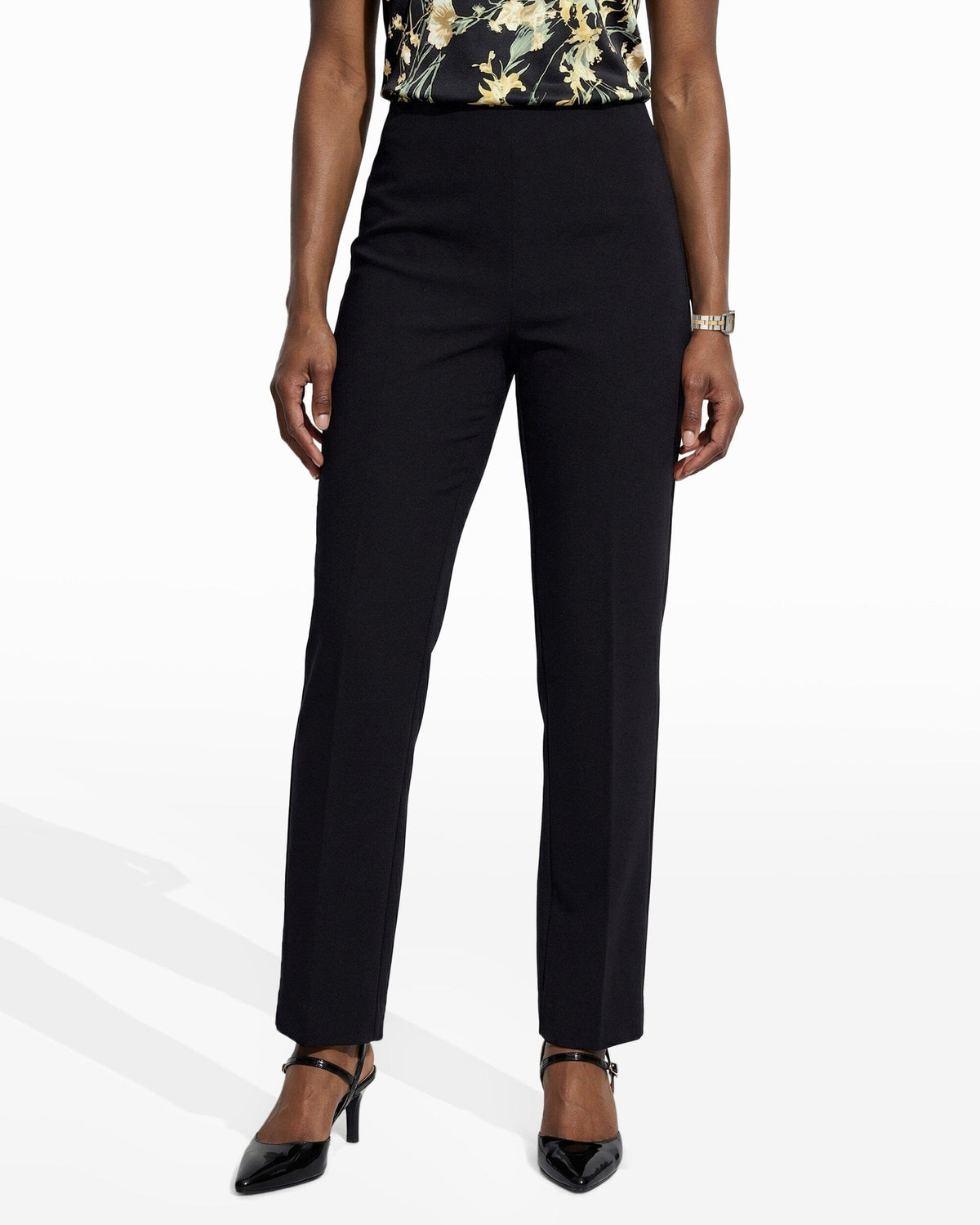 Anne Klein Straight Ankle Length Pull-On Hollywood Waist Pants