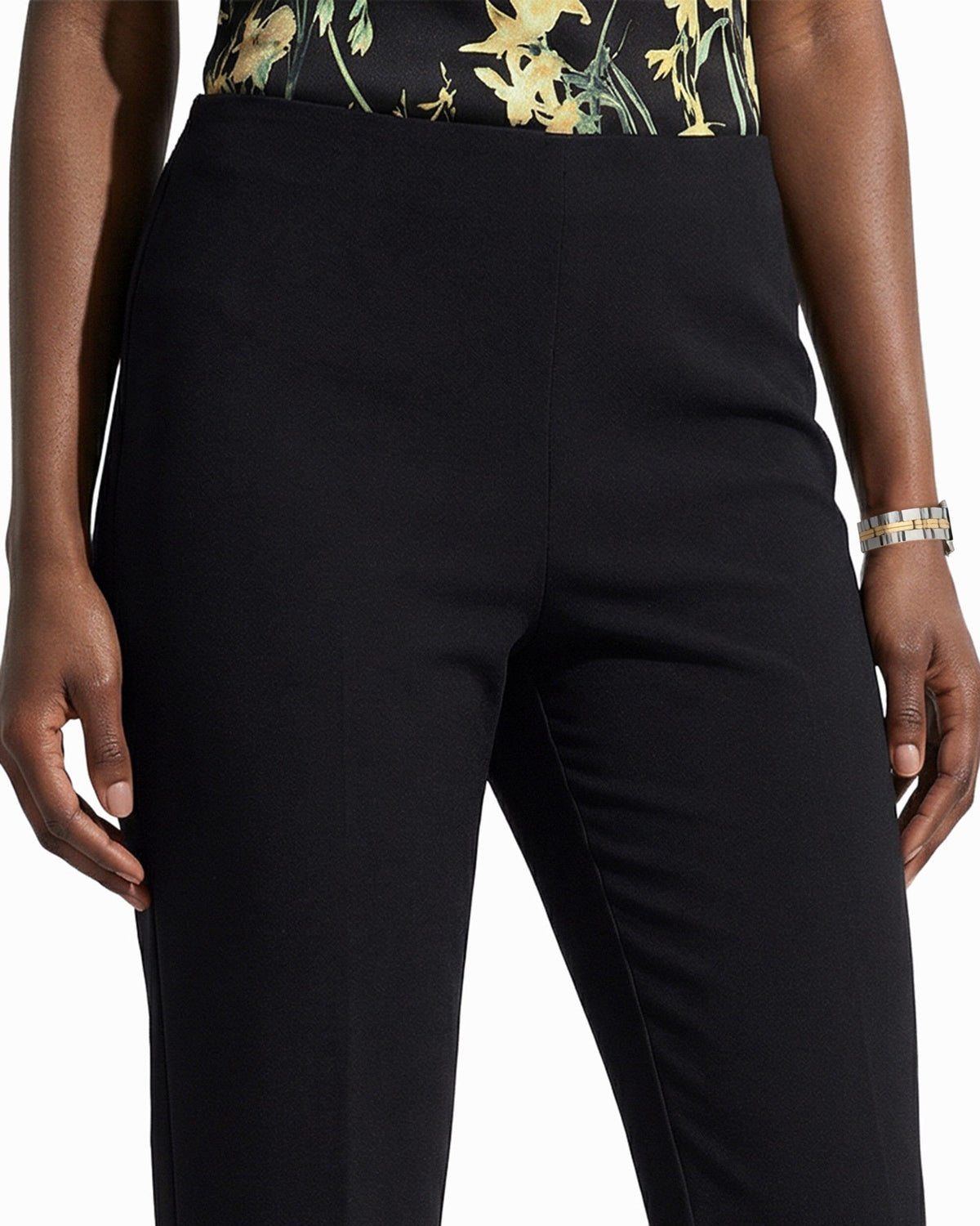 Anne Klein Anne Black Straight Ankle Length Pull-On Hollywood Waist Pants