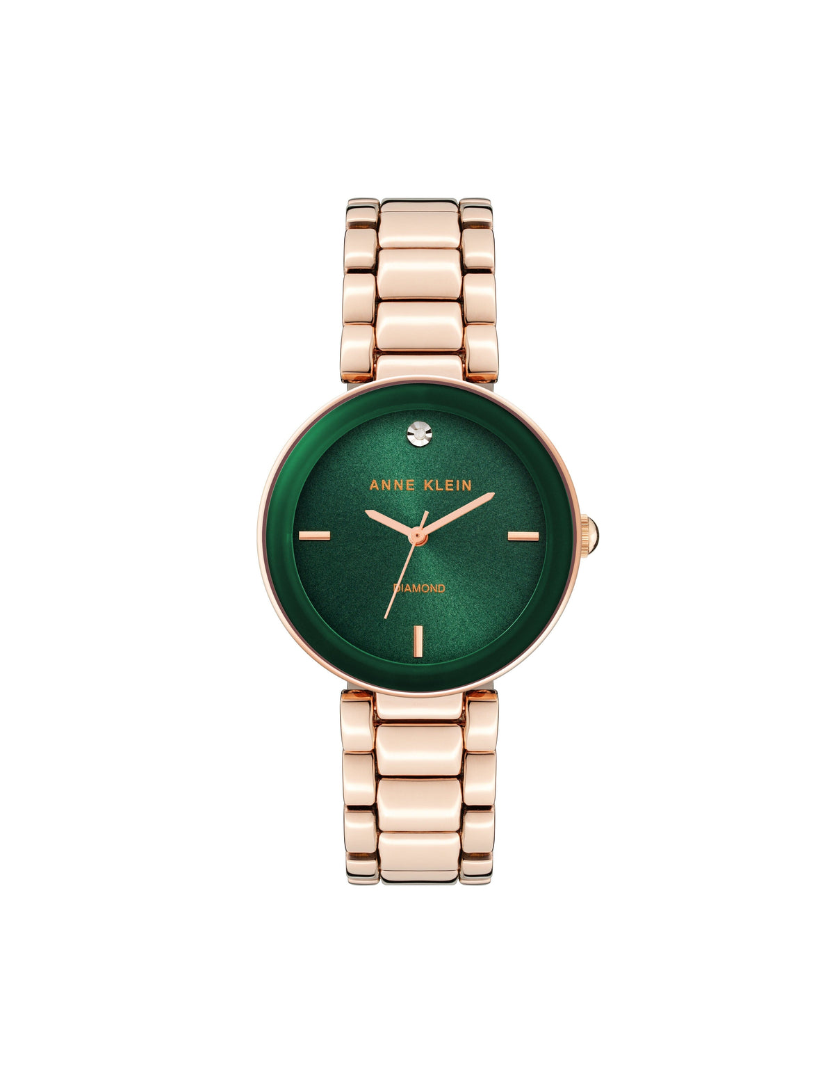 Anne Klein Rose-Tone/Green Diamond Dial Bracelet Watch