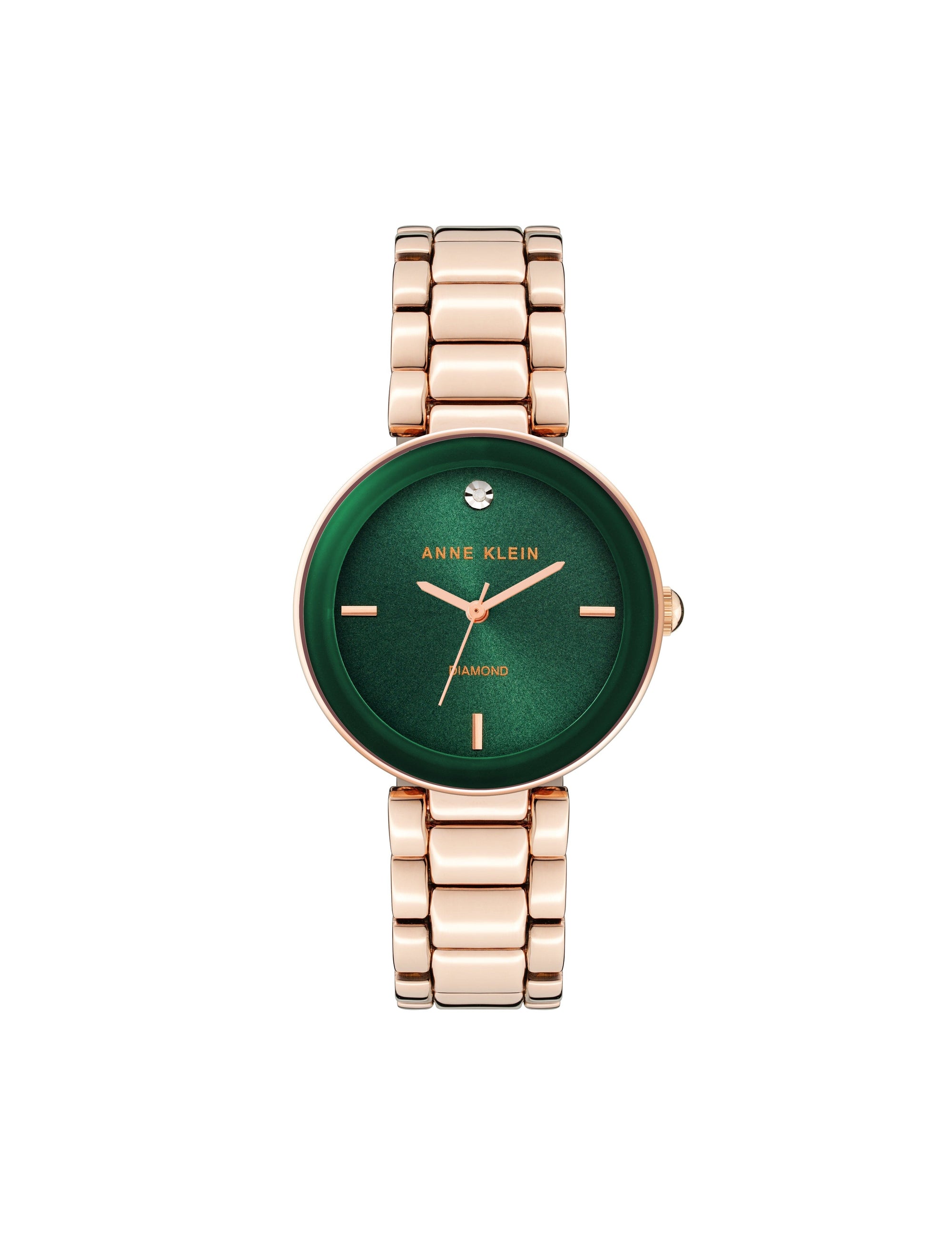Anne Klein Rose Gold-Tone/Green Diamond Dial Bracelet Watch