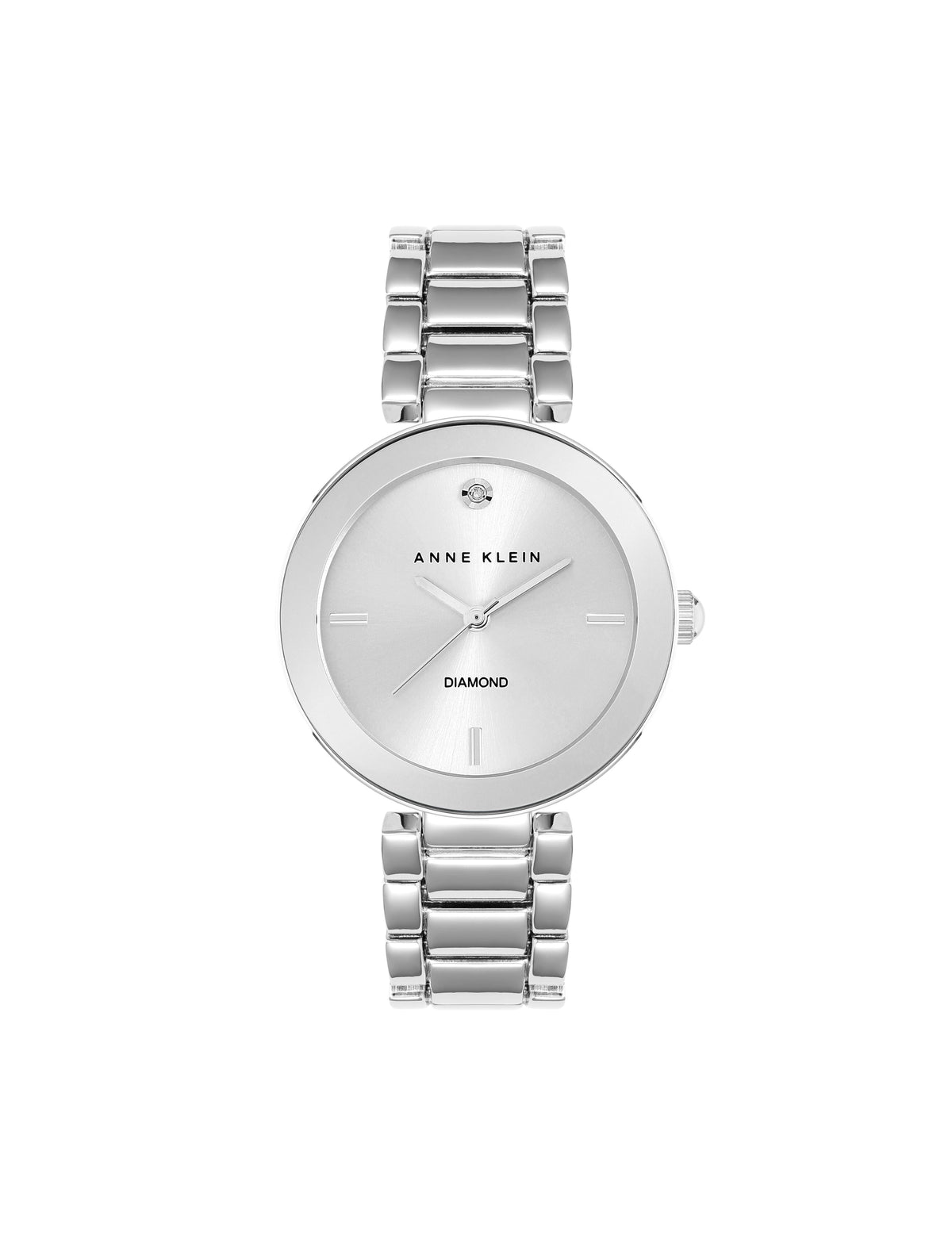 Anne Klein Silver-Tone Diamond Dial Bracelet Watch