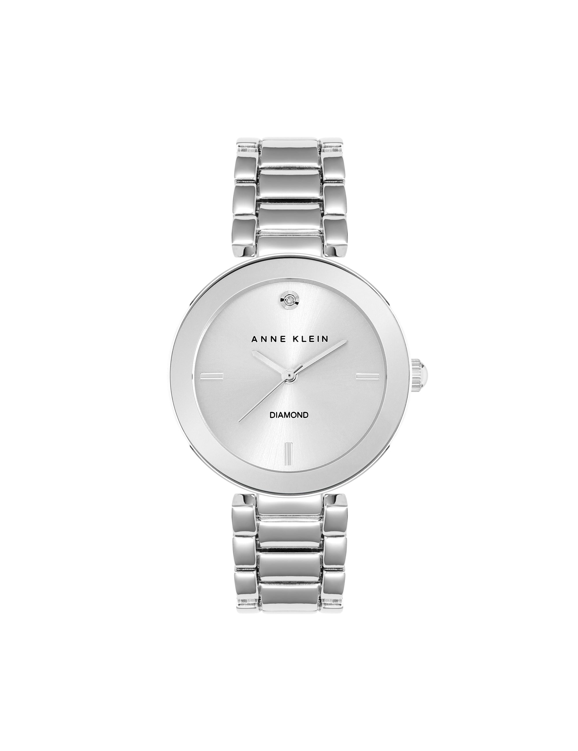 Anne Klein Silver-Tone Diamond Dial Bracelet Watch