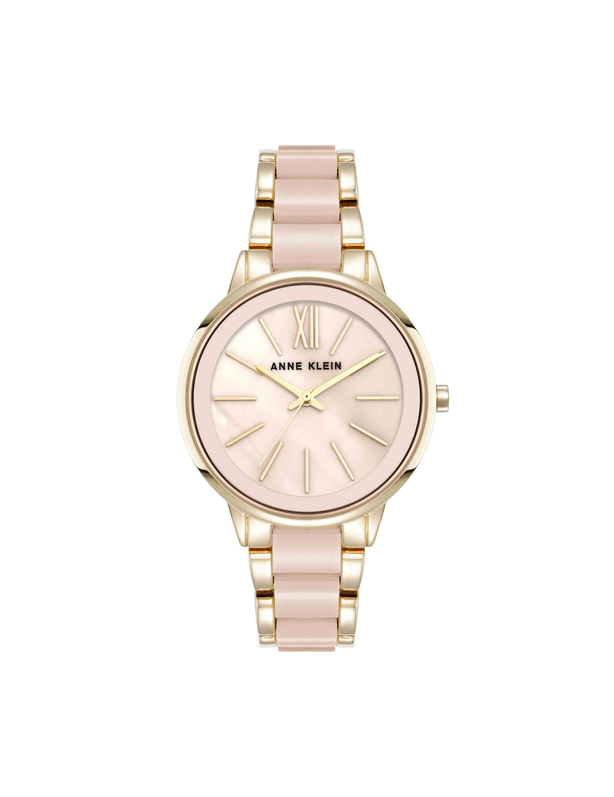 Anne Klein Gold-Tone/Iridescent Marbleized Resin Bracelet Watch