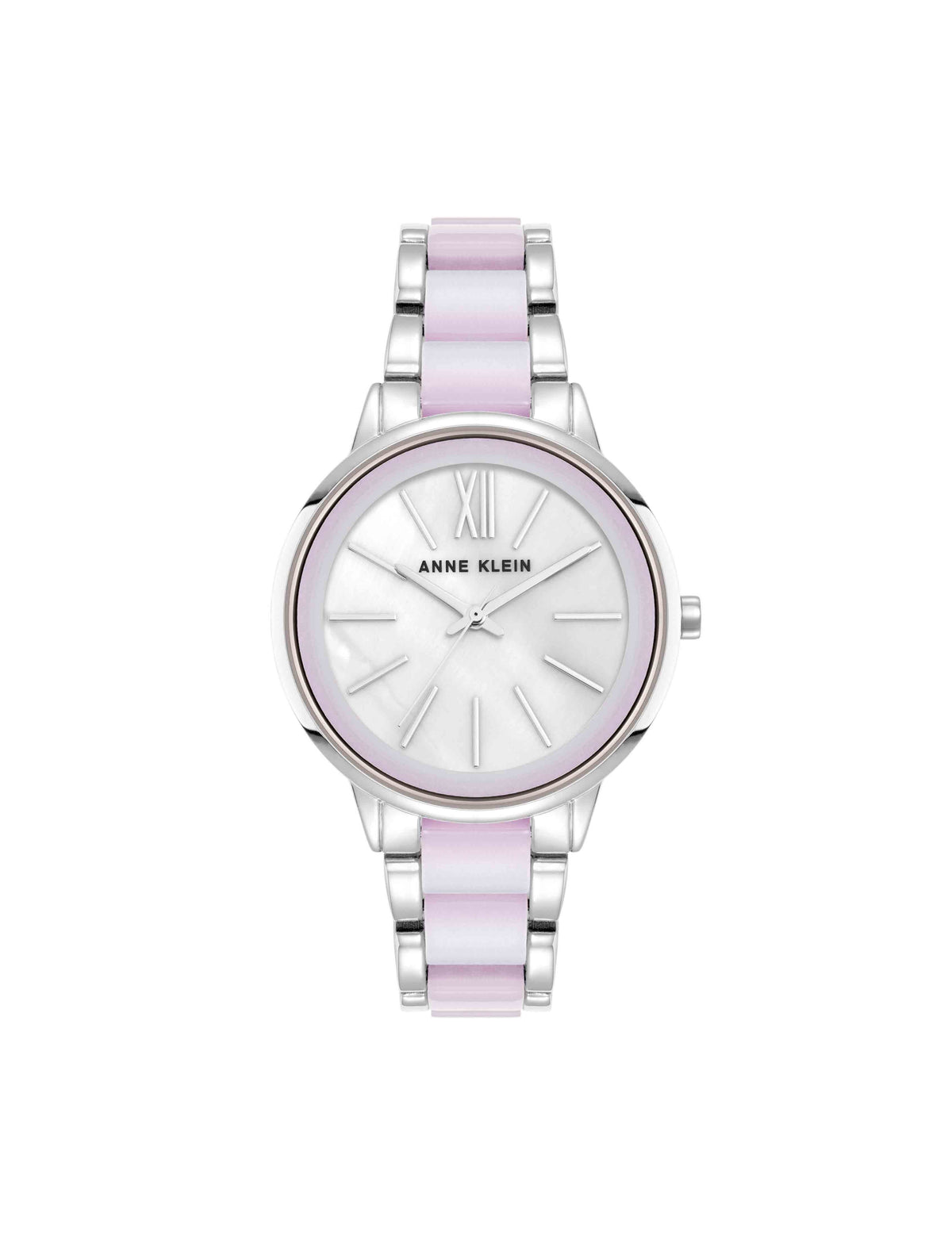 Anne Klein Silver-Tone/Iridescent Marbleized Resin Bracelet Watch