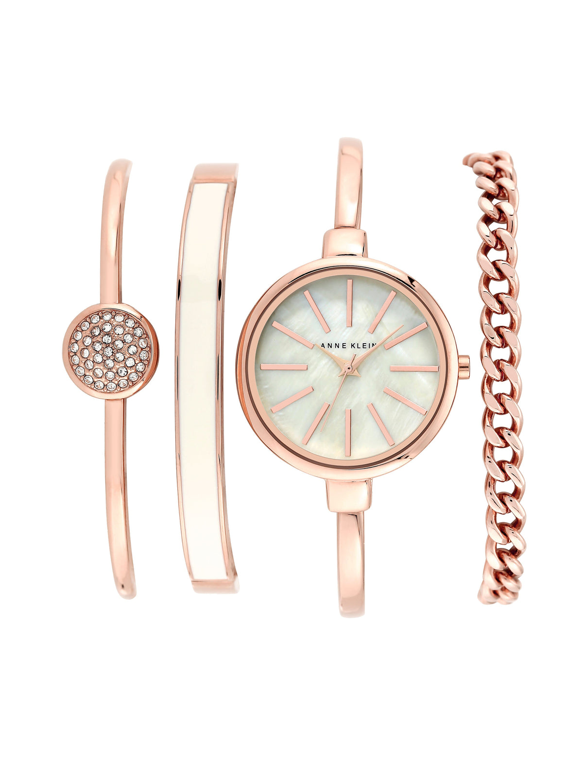 Anne Klein Rose-Tone Sophisticated Bracelet and Watch Set