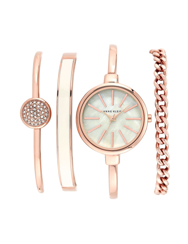 Anne Klein Rose-Tone Sophisticated Bracelet and Watch Set