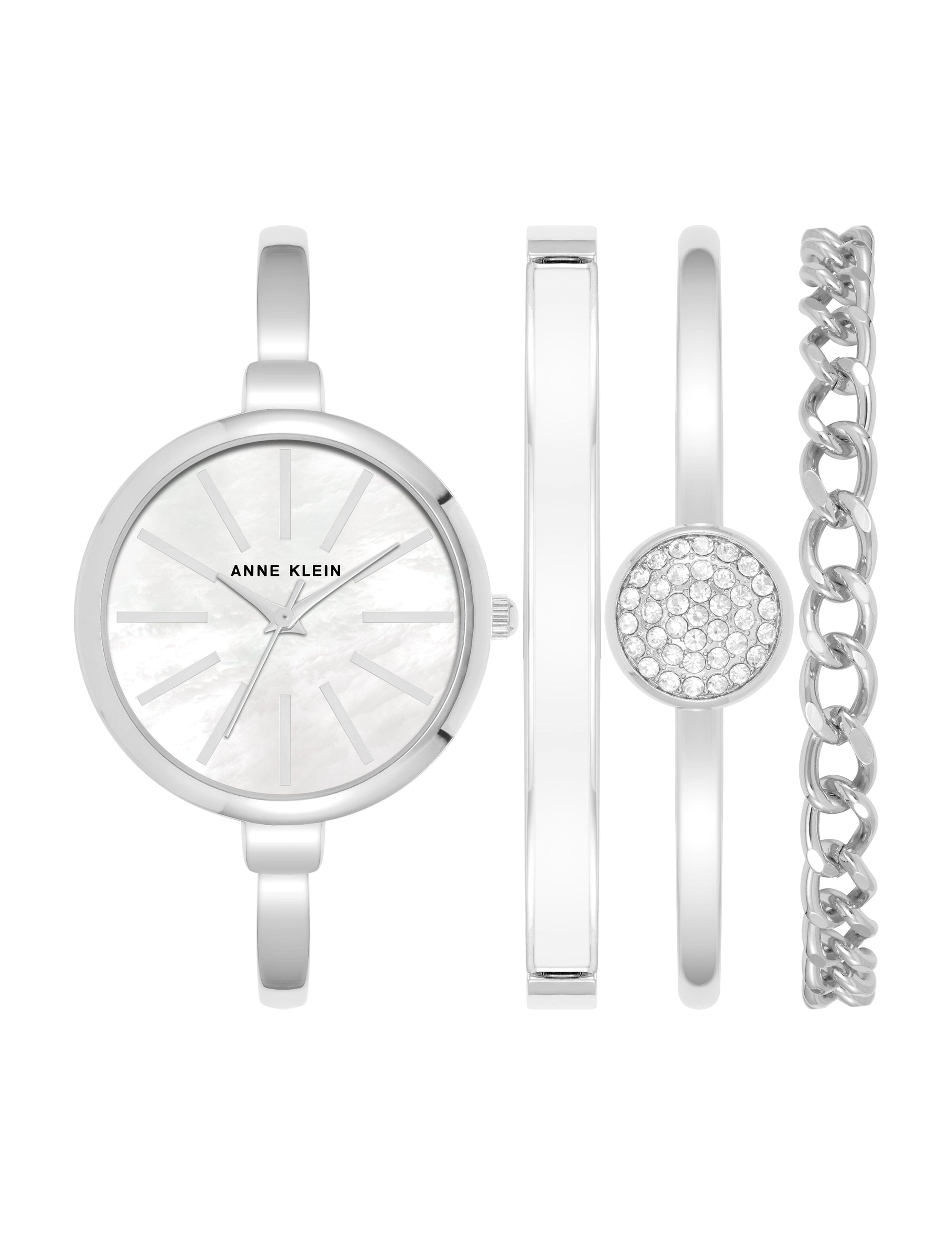 Anne Klein Silver-Tone Sophisticated Watch and Bracelet Set