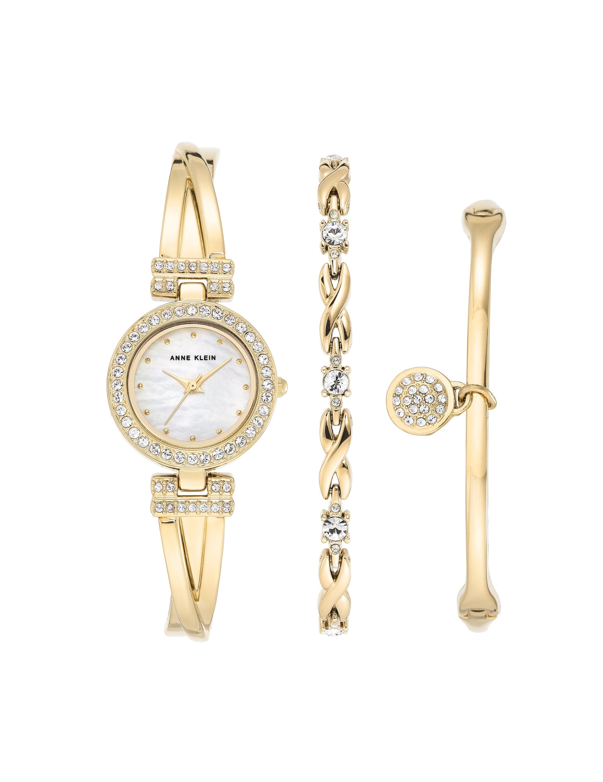 Anne Klein Gold-Tone Watch and Bracelet Set