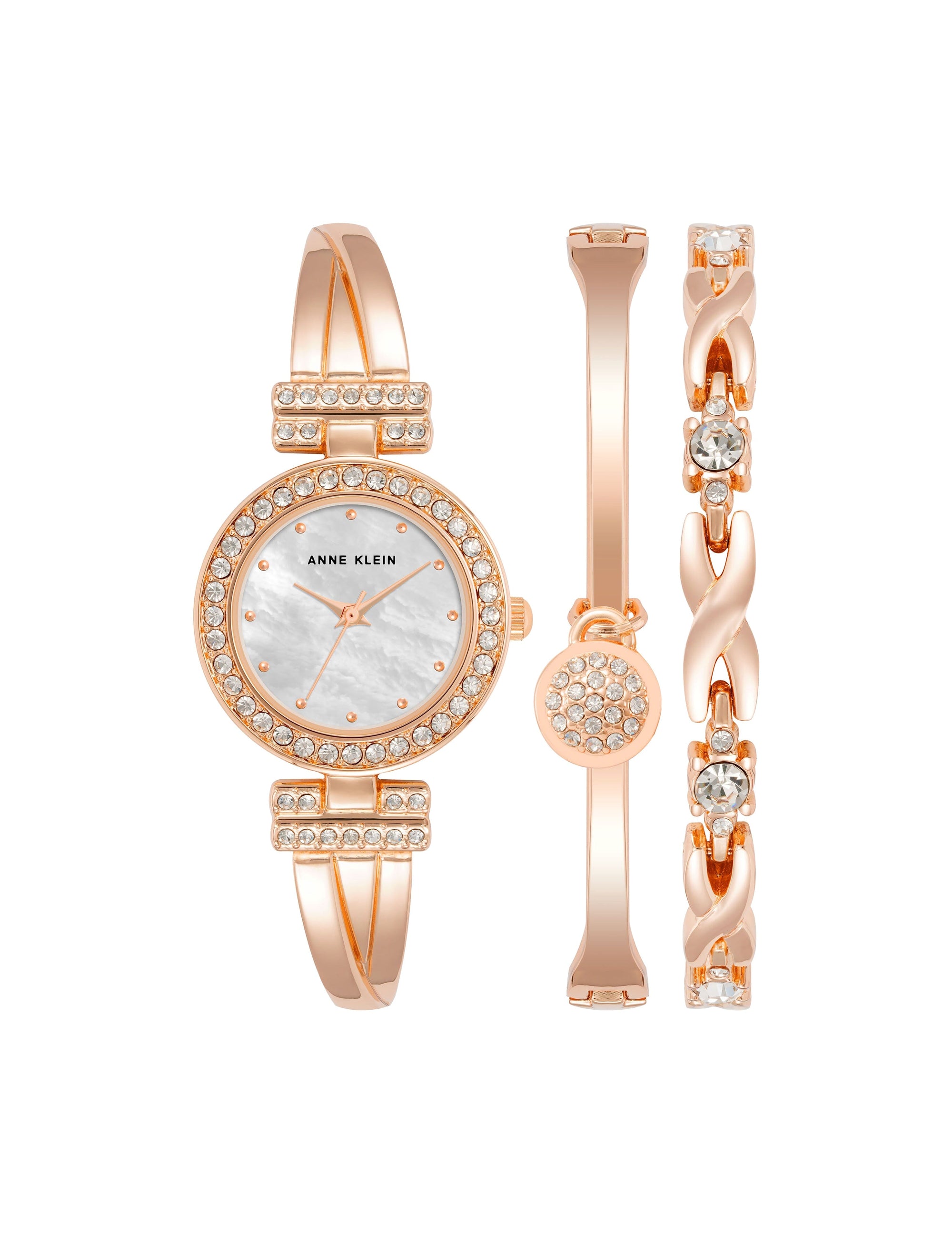 Anne Klein Rose Gold-Tone Watch and Bracelet Set