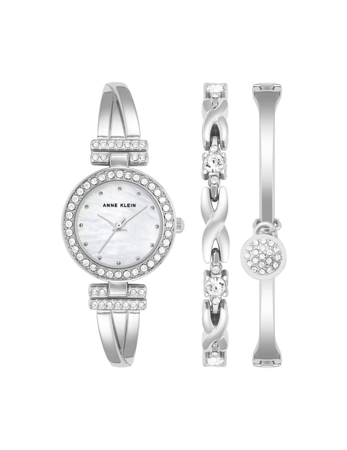 Anne Klein Silver-Tone Watch and Bracelet Set