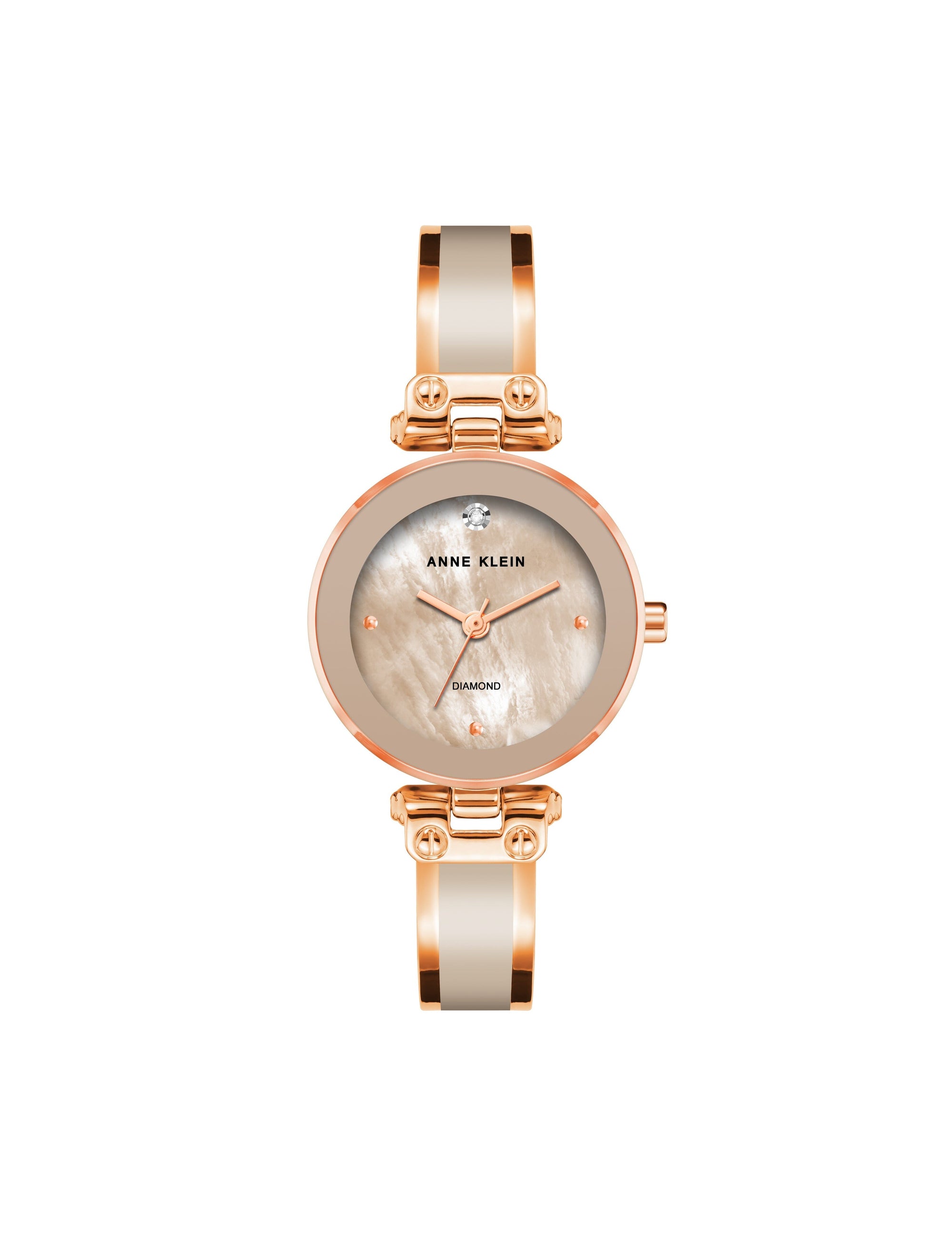 Anne Klein Blush/Rose Gold-Tone Diamond Accent Watch with Bangle Bracelet