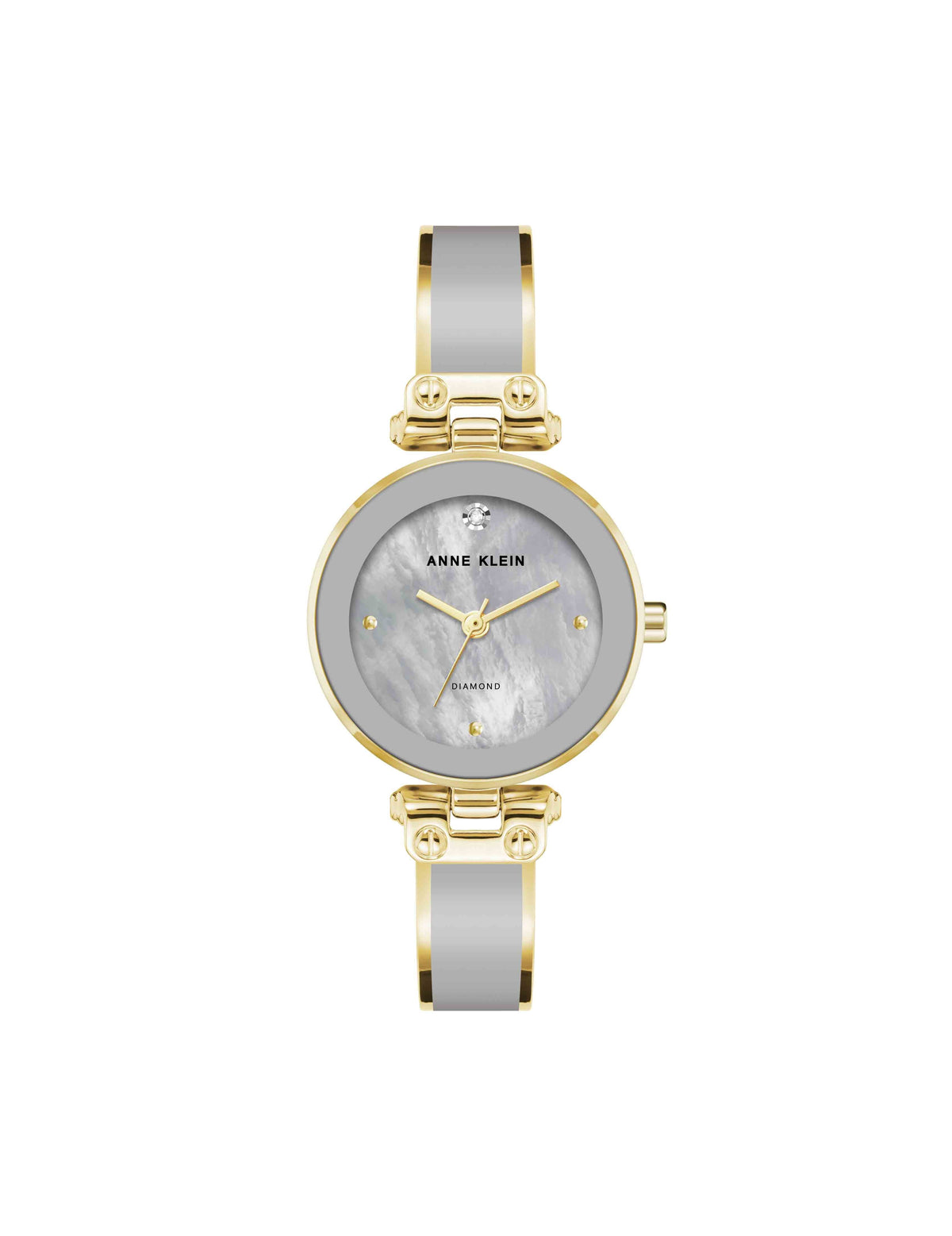 Anne Klein Light Grey/Gold-Tone Diamond Accent Bangle Watch