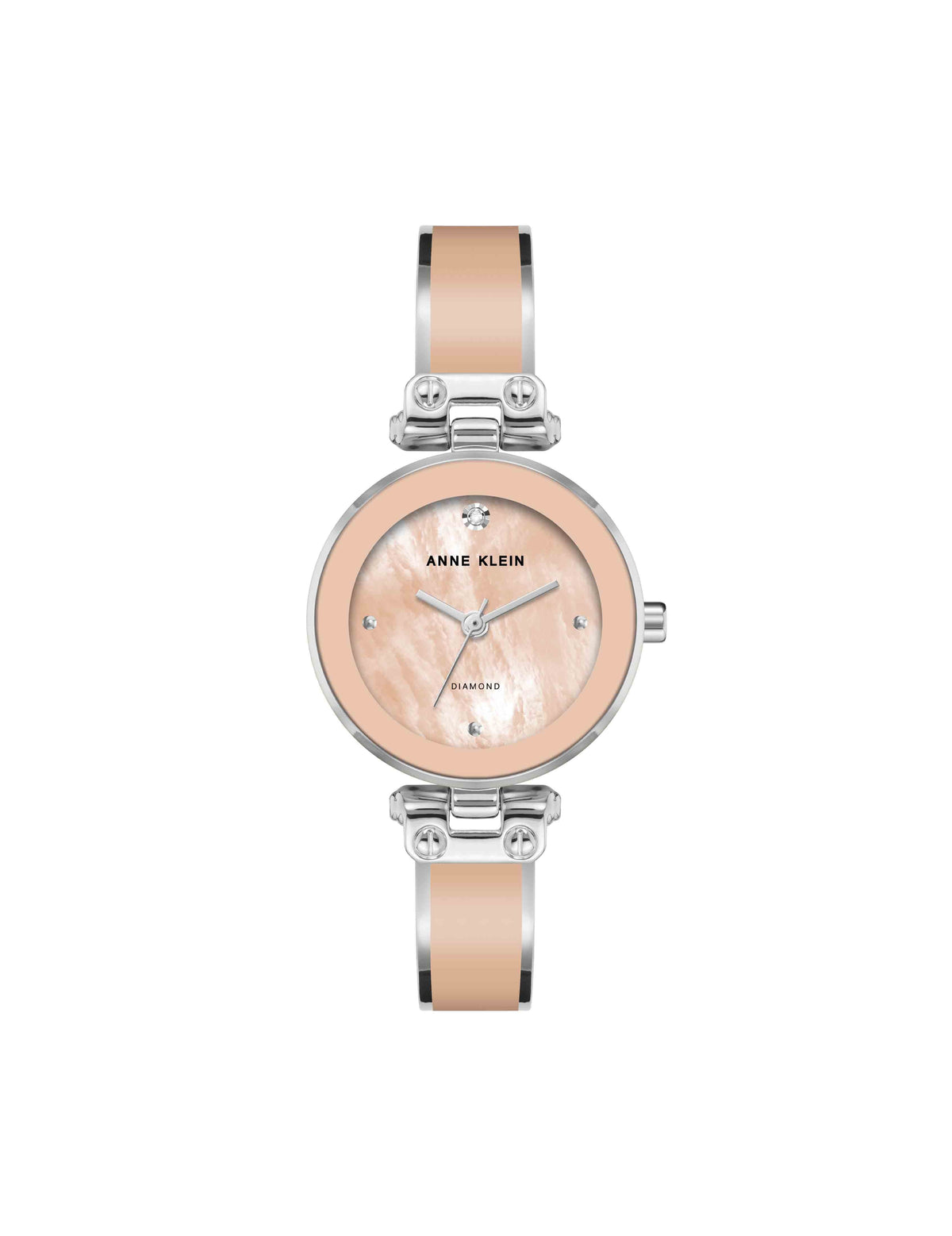 Anne Klein Blush/Silver-Tone Diamond Accent Bangle Watch