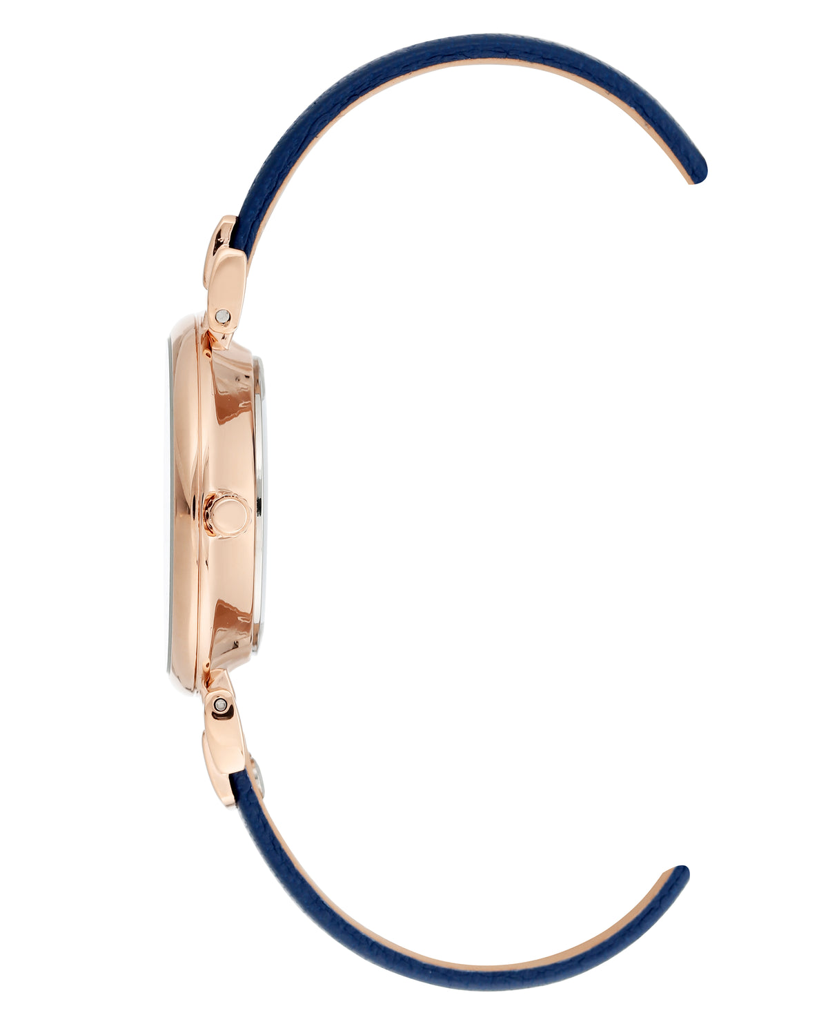 Round Dial Leather Strap Watch