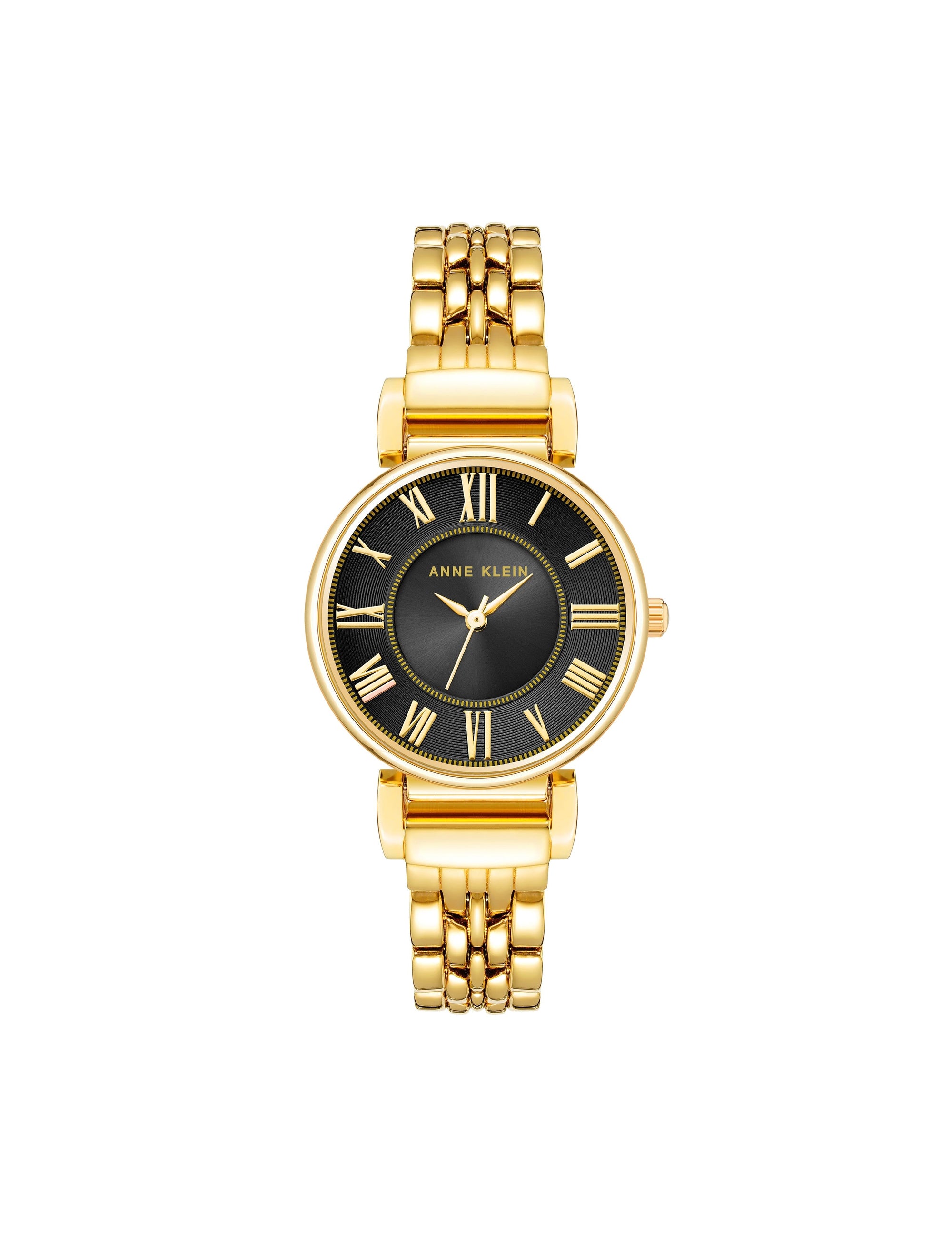 Anne Klein Black/Gold-Tone Roman Numeral Dial Watch