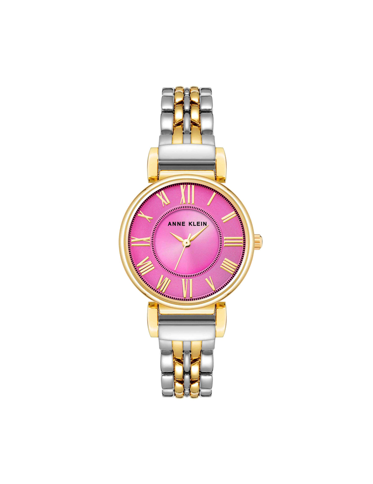 Anne Klein Two-Tone/ Hot Pink Roman Numeral Dial Watch