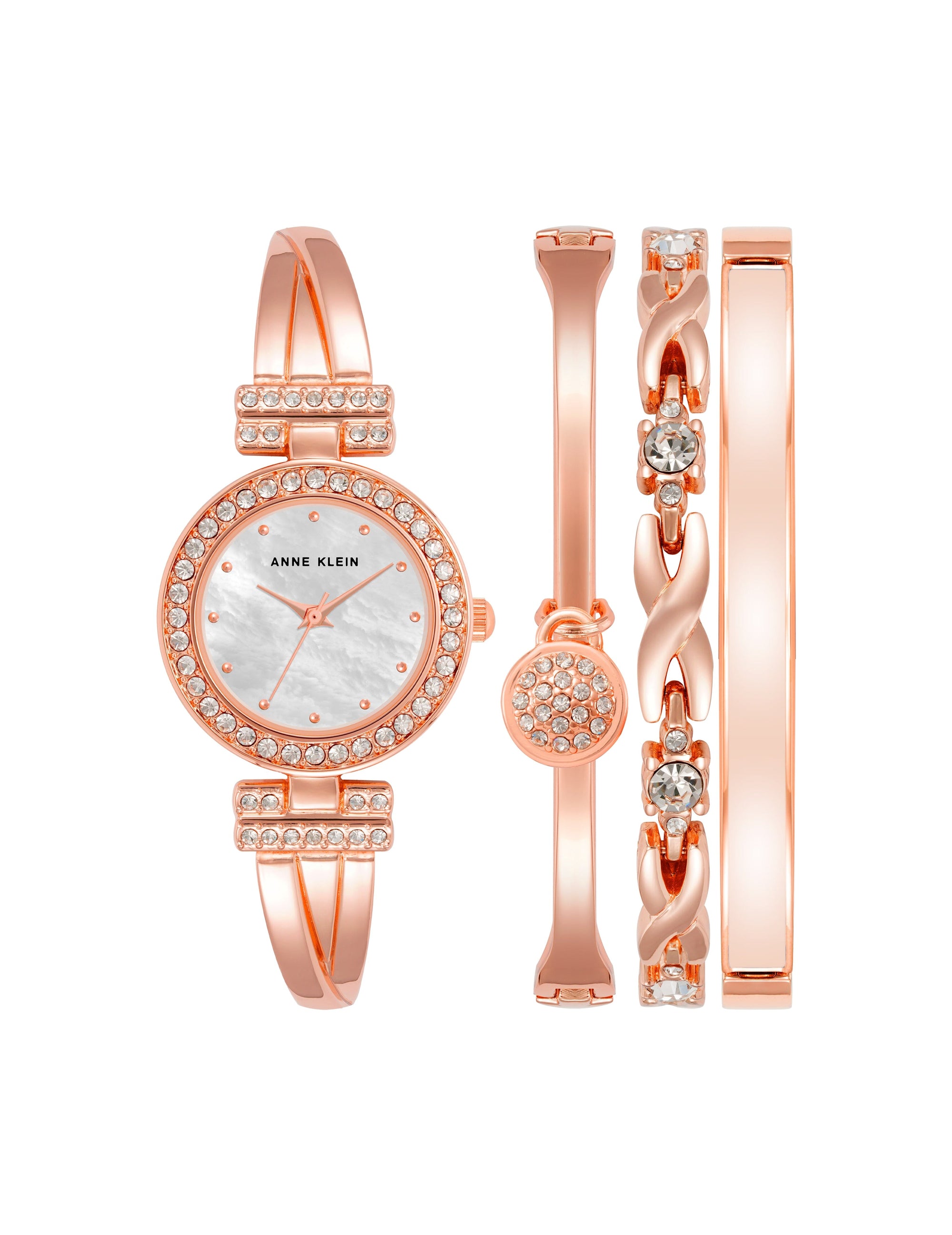 Crystal Accented Bangle Watch and Bracelet Set Apparel & Accessories Egluck