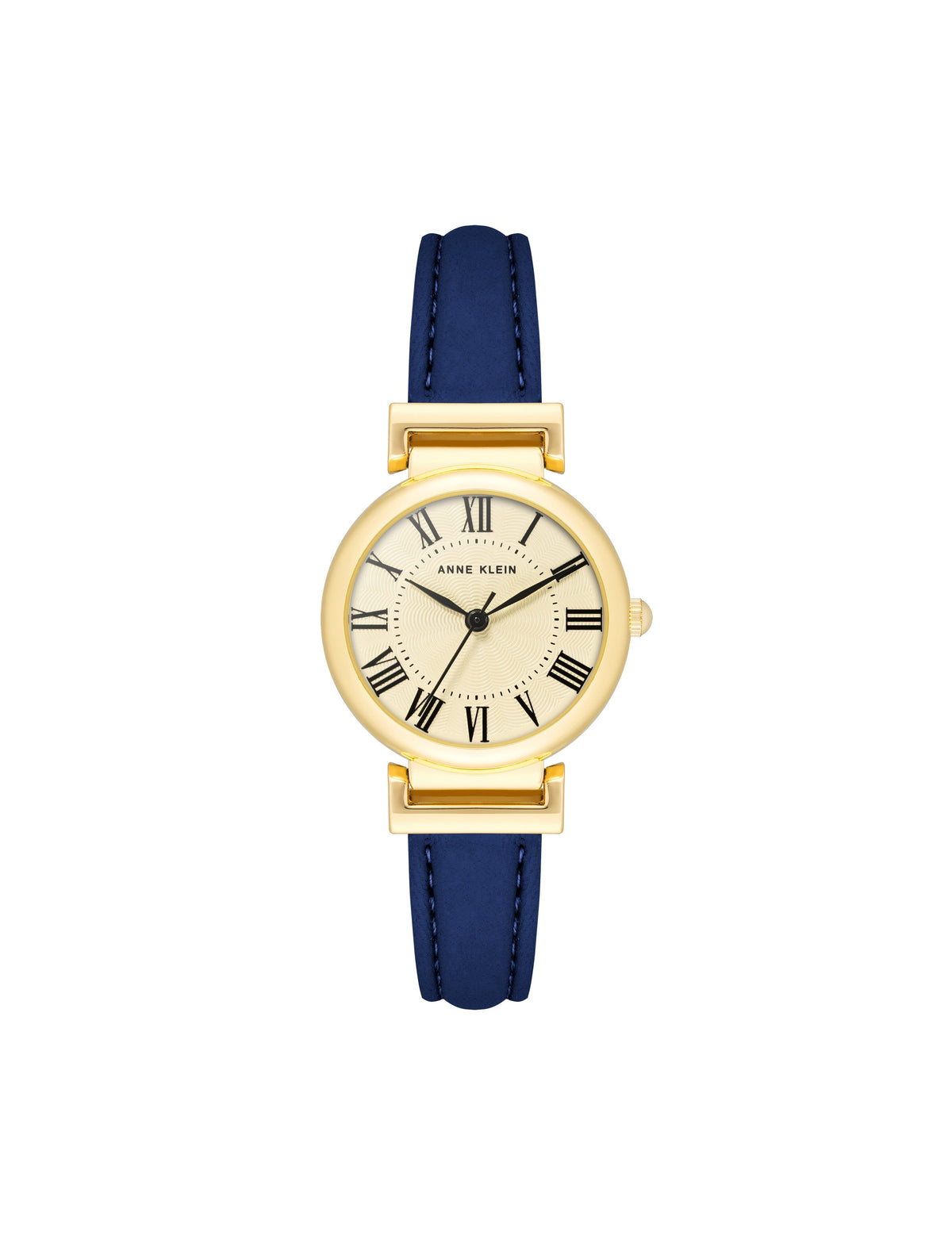 Anne Klein Navy/Gold-Tone Leather Strap Classic Watch