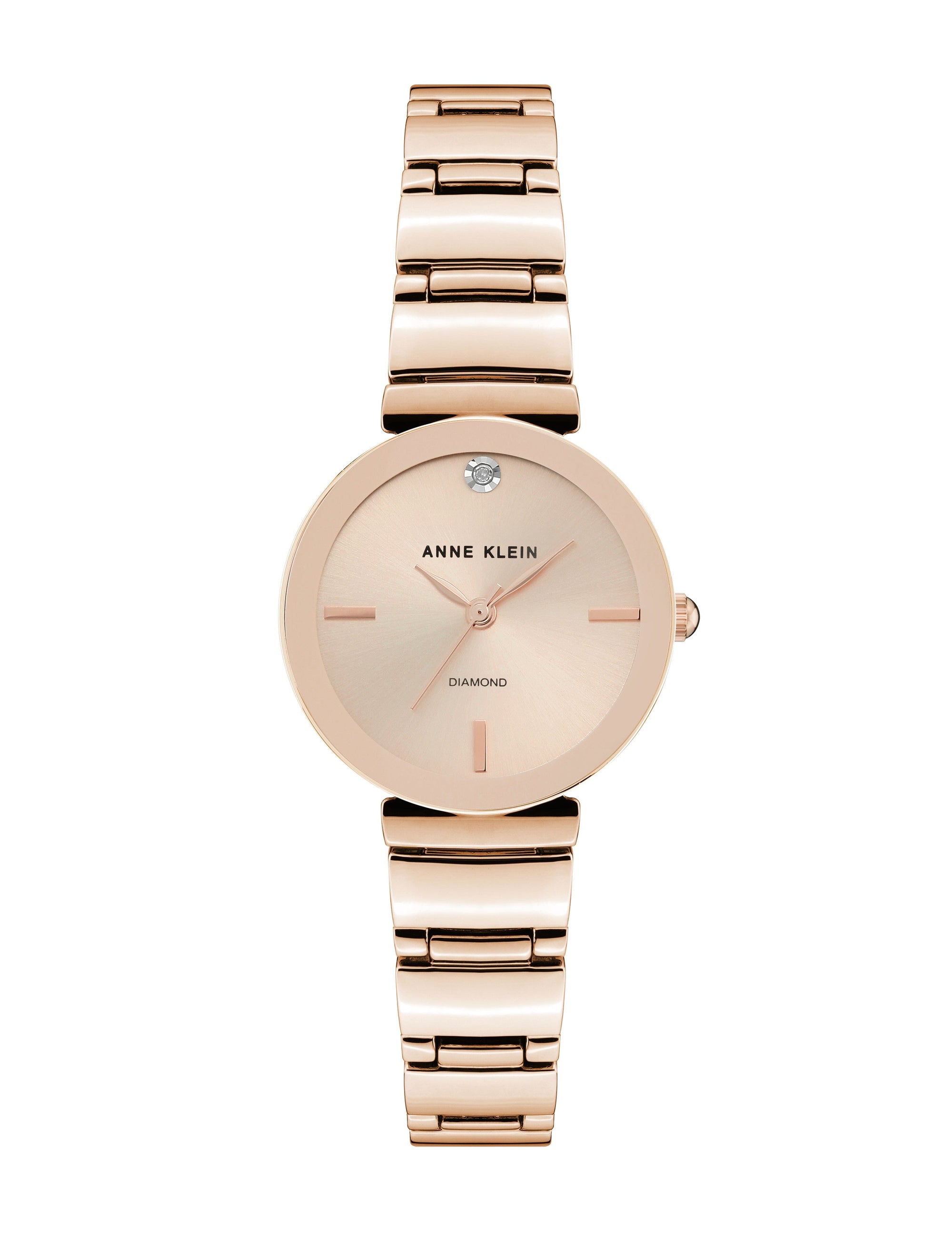 Anne Klein Rose Gold-Tone Diamond Accented Classic Bracelet Watch