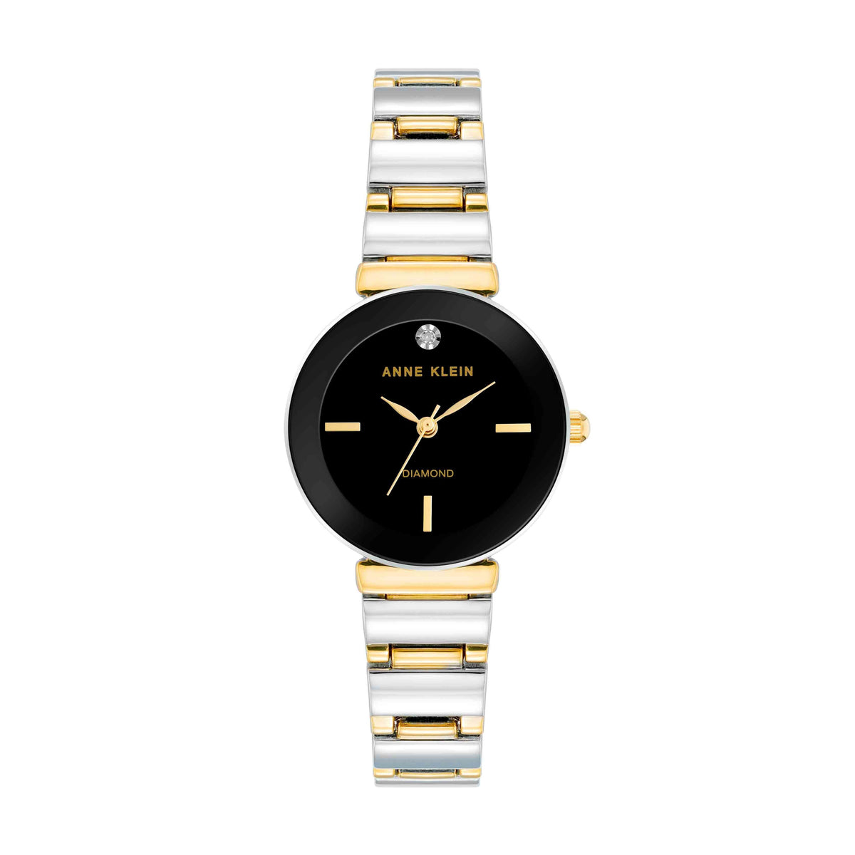 ? Women Black Anne Klein Genuine Diamond Dial Bangle Watch Ceramic Bracelet Watch with Diamonds | Anne Klein main image 3