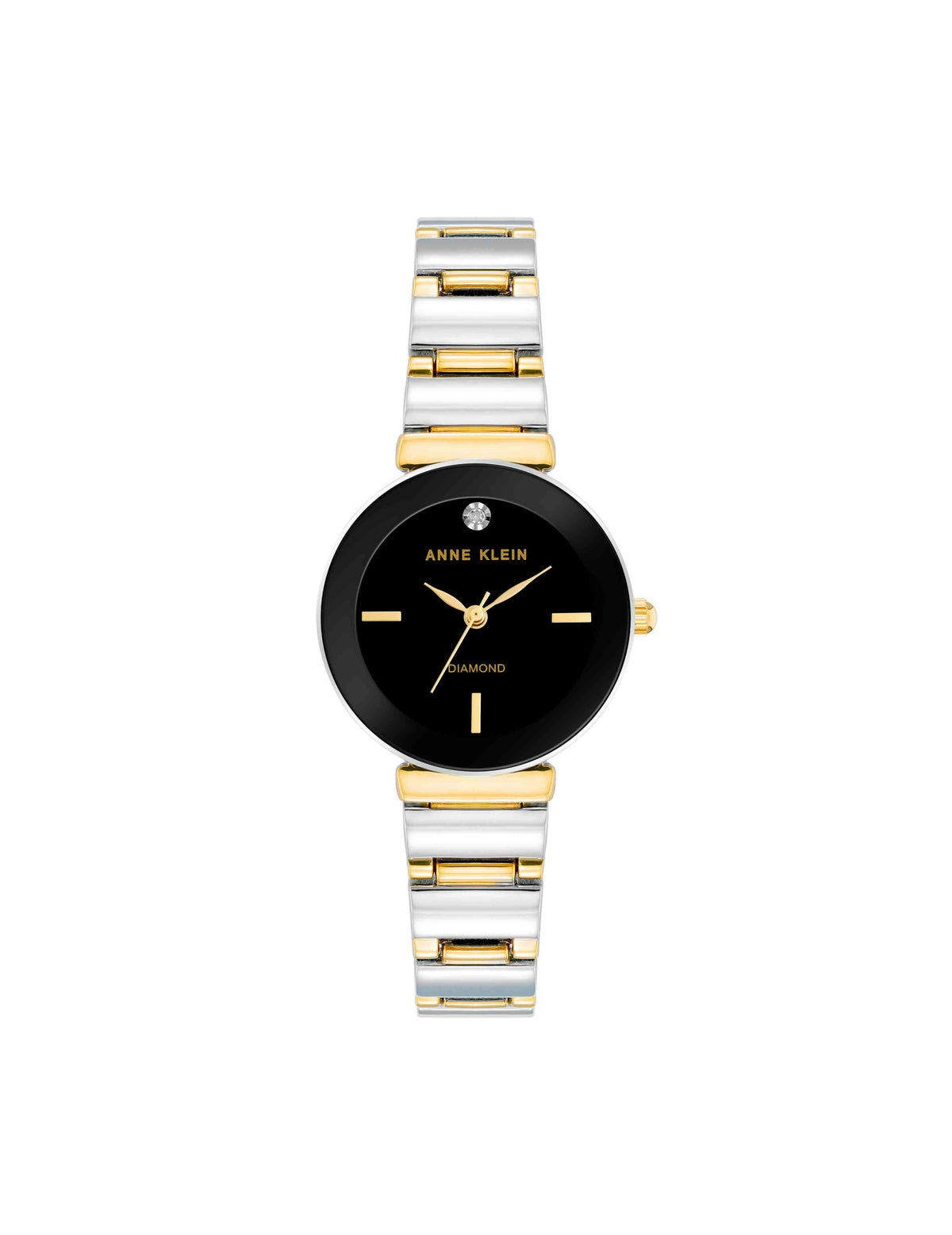 Anne Klein Black/Two-Tone Classic Diamond Accented Bracelet Watch