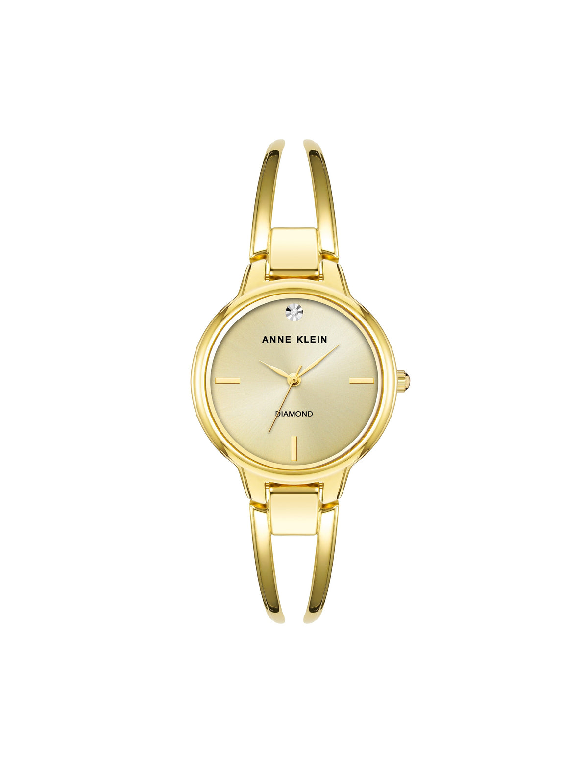 Anne Klein Gold-Tone Diamond Accented Open Bangle Watch