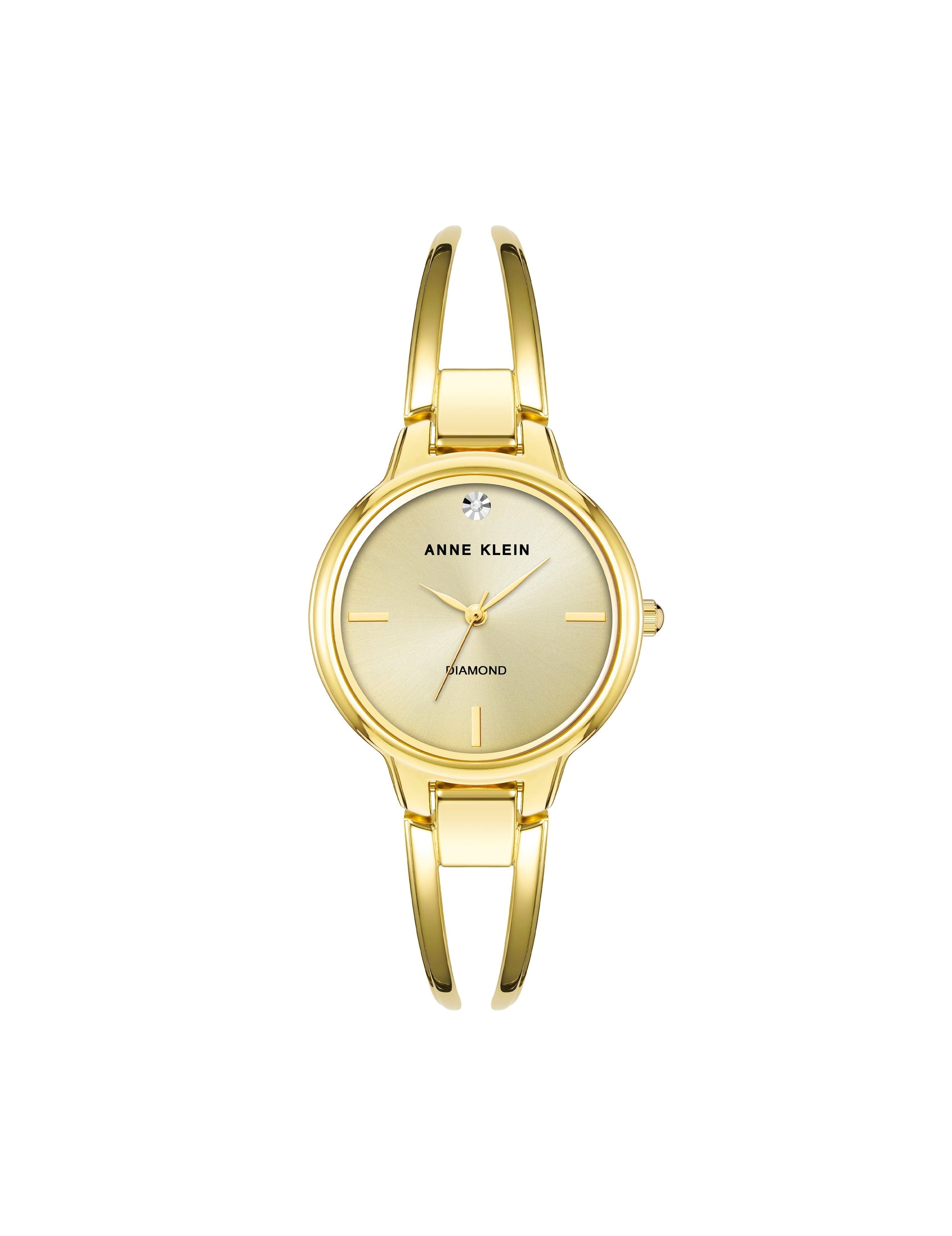 Anne Klein Gold-Tone Diamond Accented Open Bangle Watch