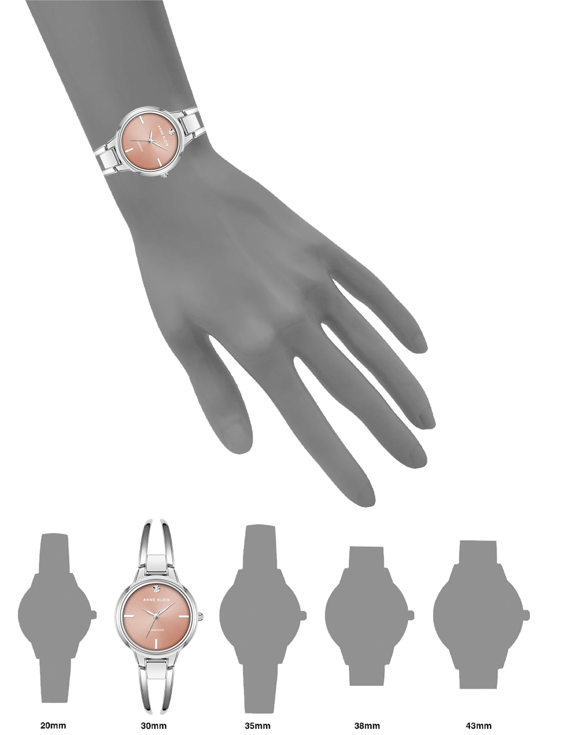 Diamond Accented Round Bangle Watch