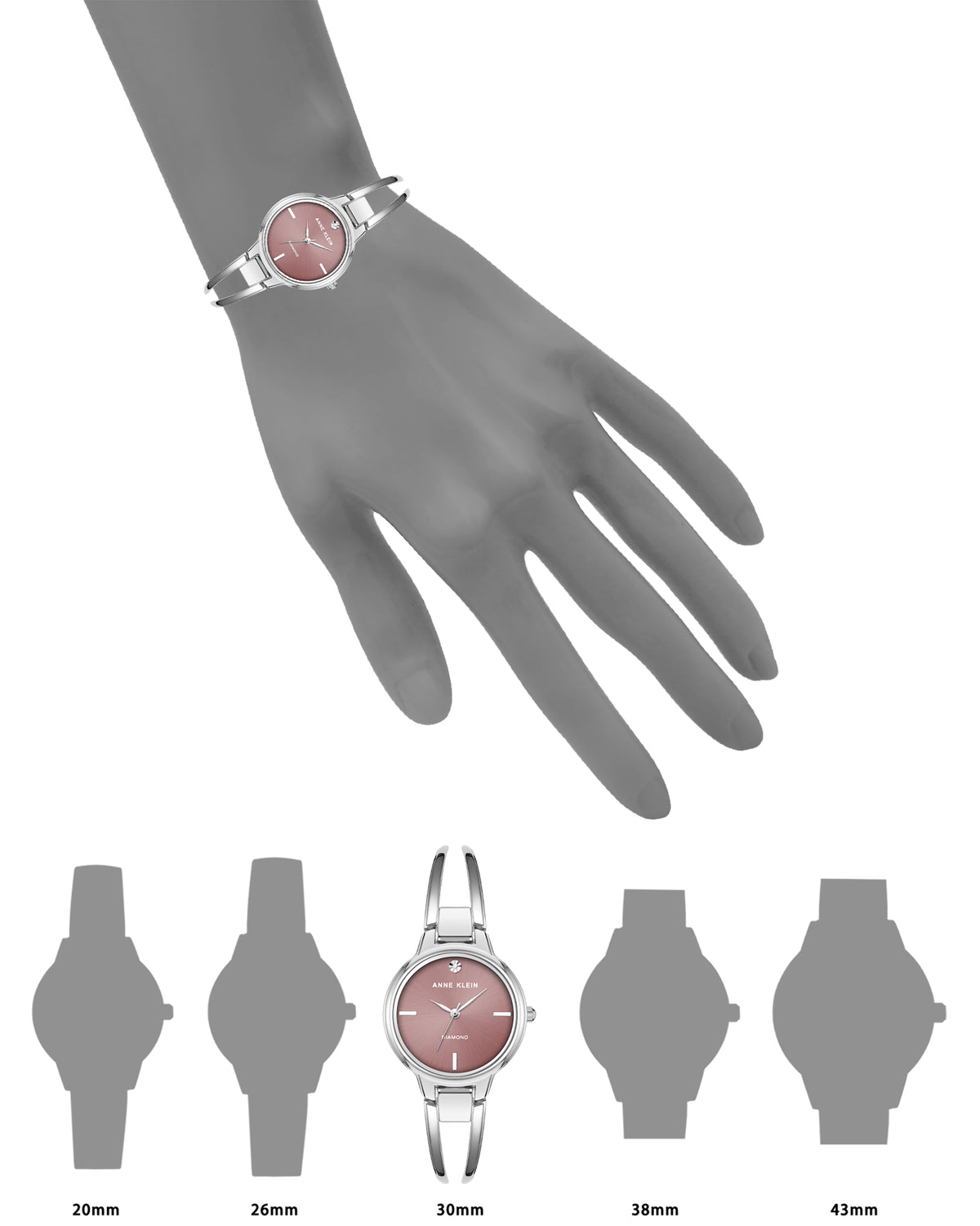 Diamond Accented Round Bangle Watch