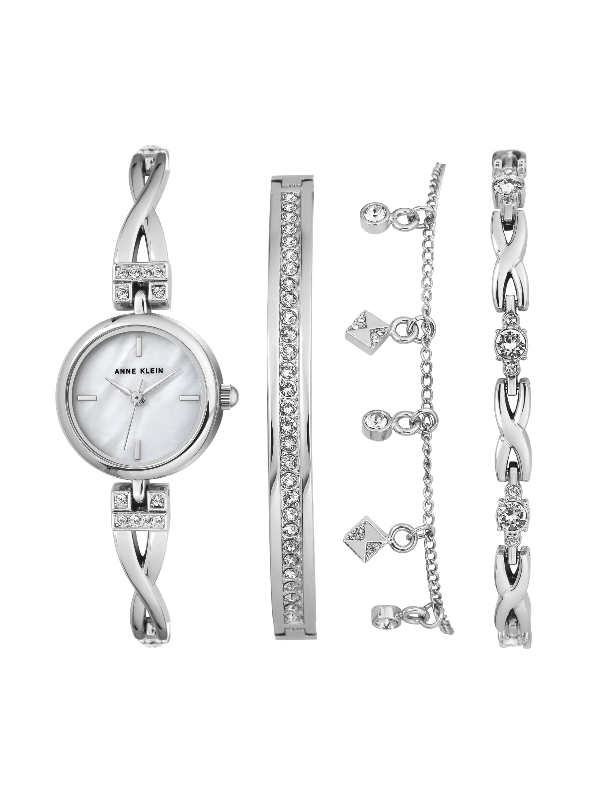 Anne Klein Crystal Accented Watch and Bracelet Set