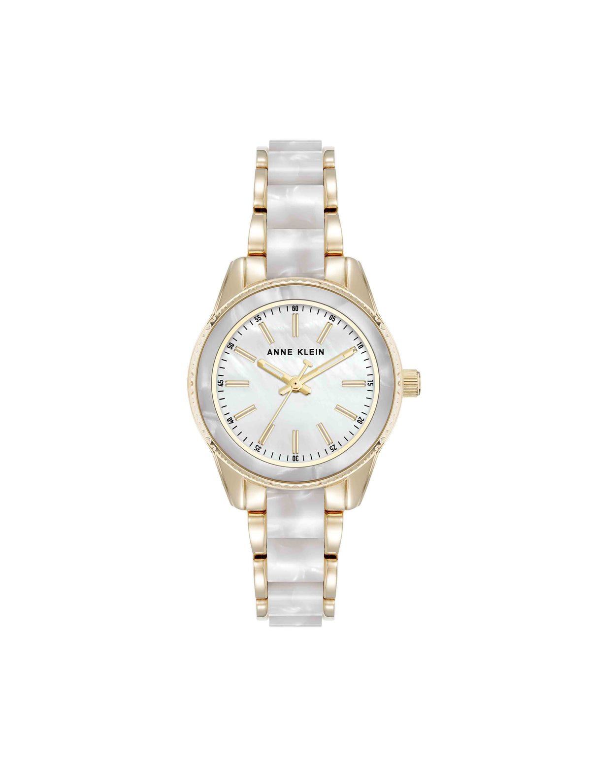 Anne Klein Ivory/Gold-Tone Pearlescent Acetate Link Bracelet Watch