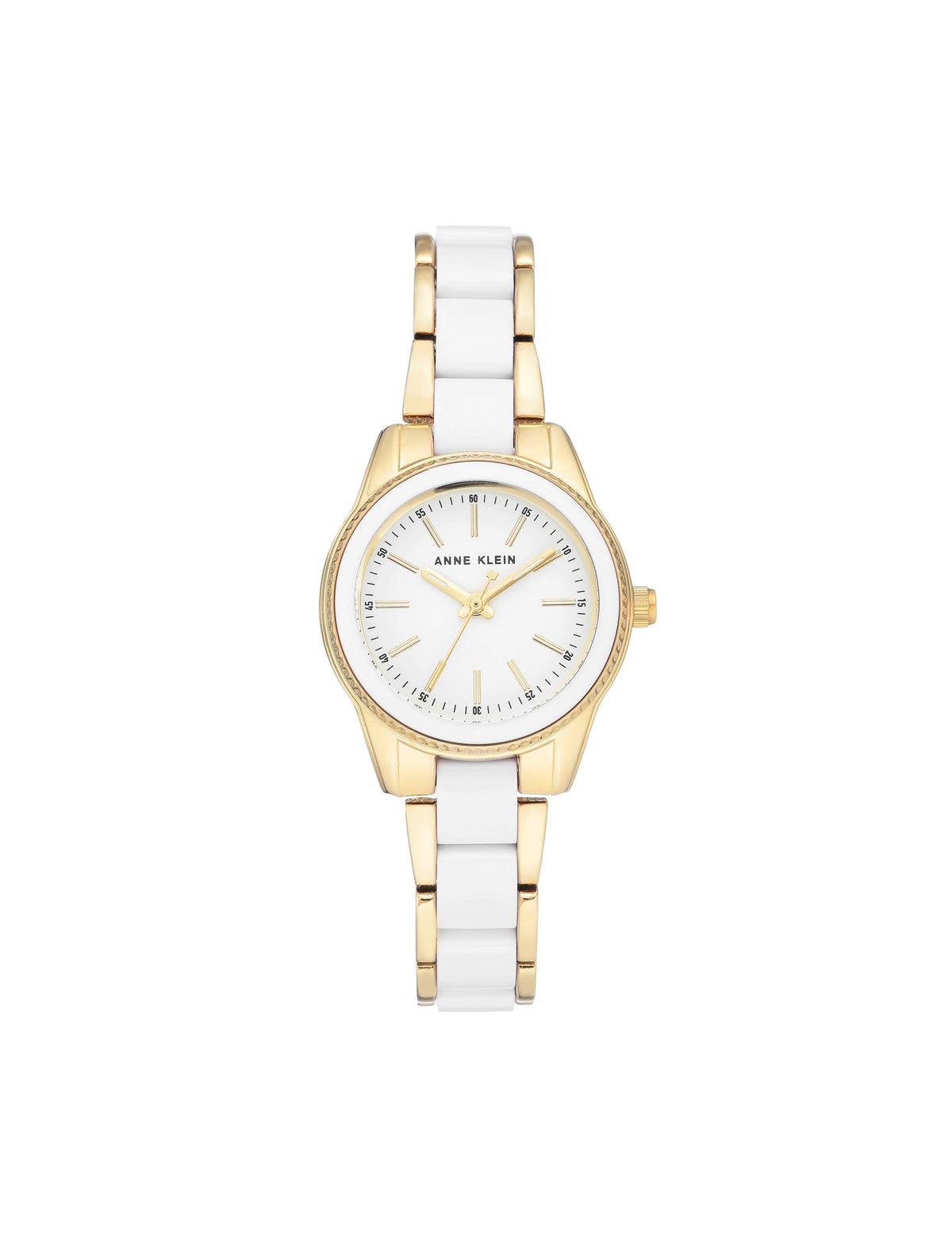 Anne Klein White/Gold-Tone Acetate Link Bracelet Watch