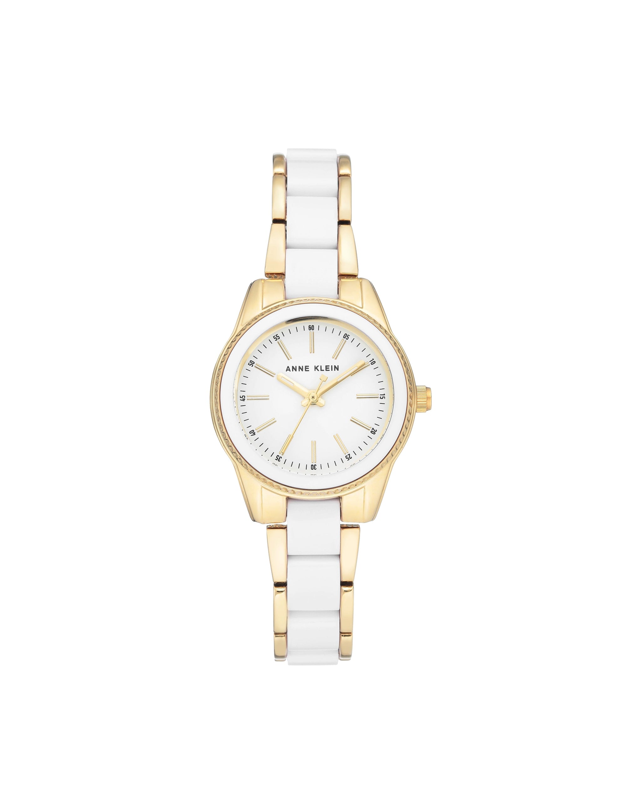 Anne Klein White/Gold-Tone Acetate Link Bracelet Watch