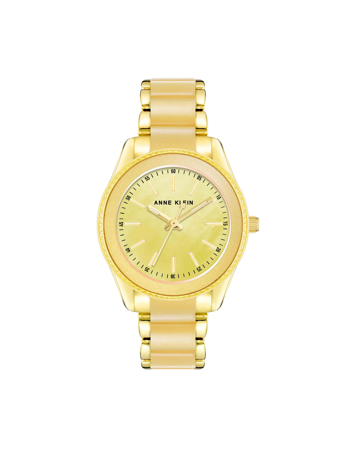 Anne Klein Gold-Tone/Yellow Pearlescent Resin Link Watch