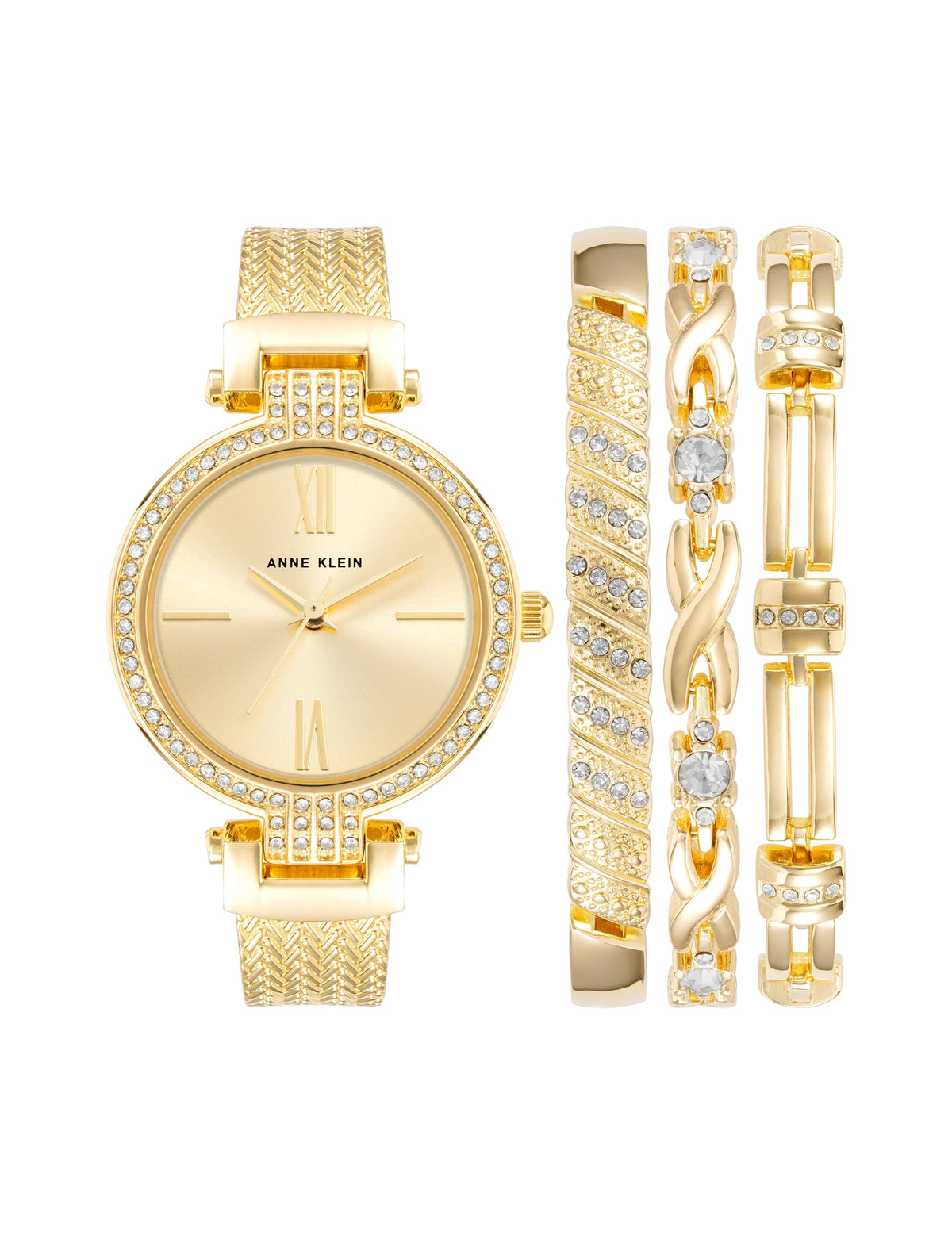 Anne Klein Gold-Tone Showstopper Watch and Bracelet Set