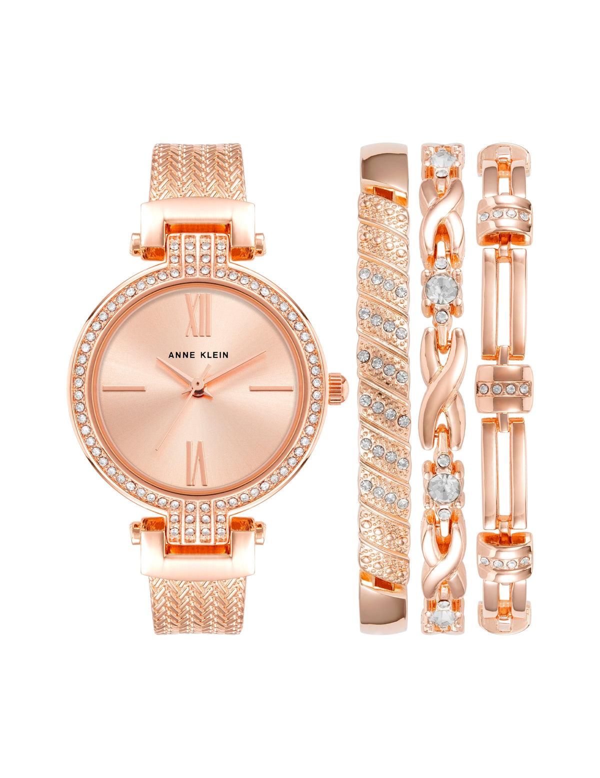 Anne Klein Rose-Tone Showstopper Watch and Bracelet Set