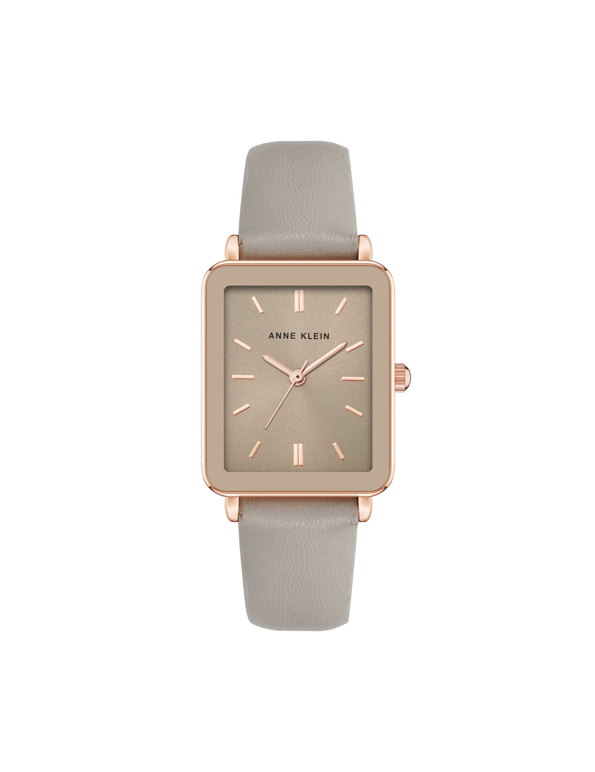 Anne Klein Rose-Tone/Taupe Rectangular Strap Watch
