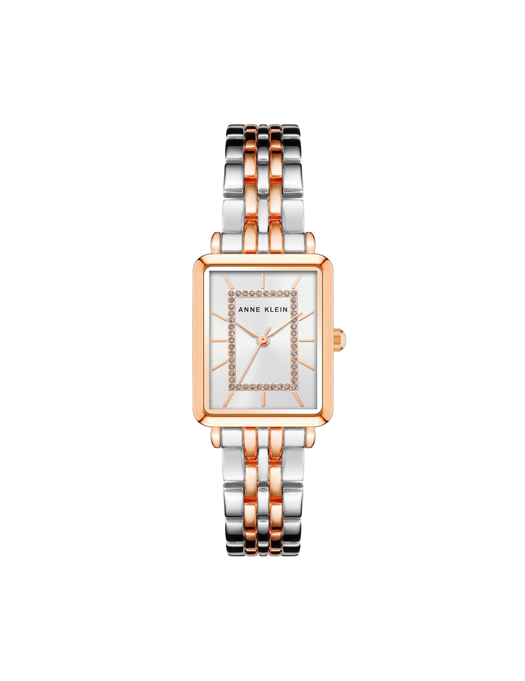 Anne Klein Silver/Rose Gold-Tone Bracelet Watch with Effortless Elegance