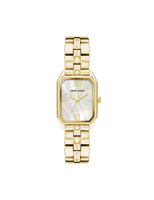 Anne Klein Gold-Tone/Mother of pearl Octagonal Shaped Metal Bracelet Watch
